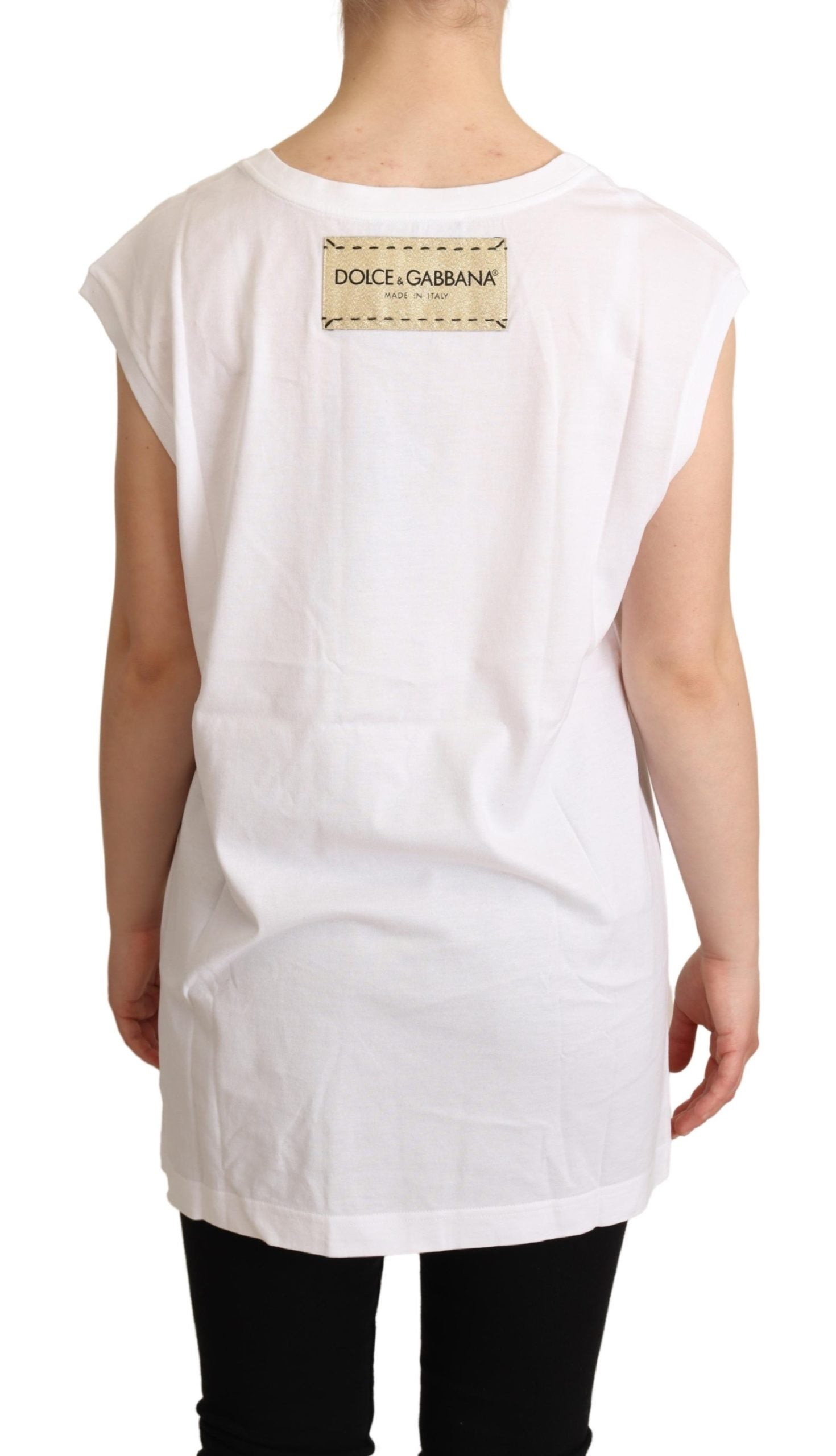 Dolce & Gabbana White L'AMORE Cotton Tank Top T-shirt