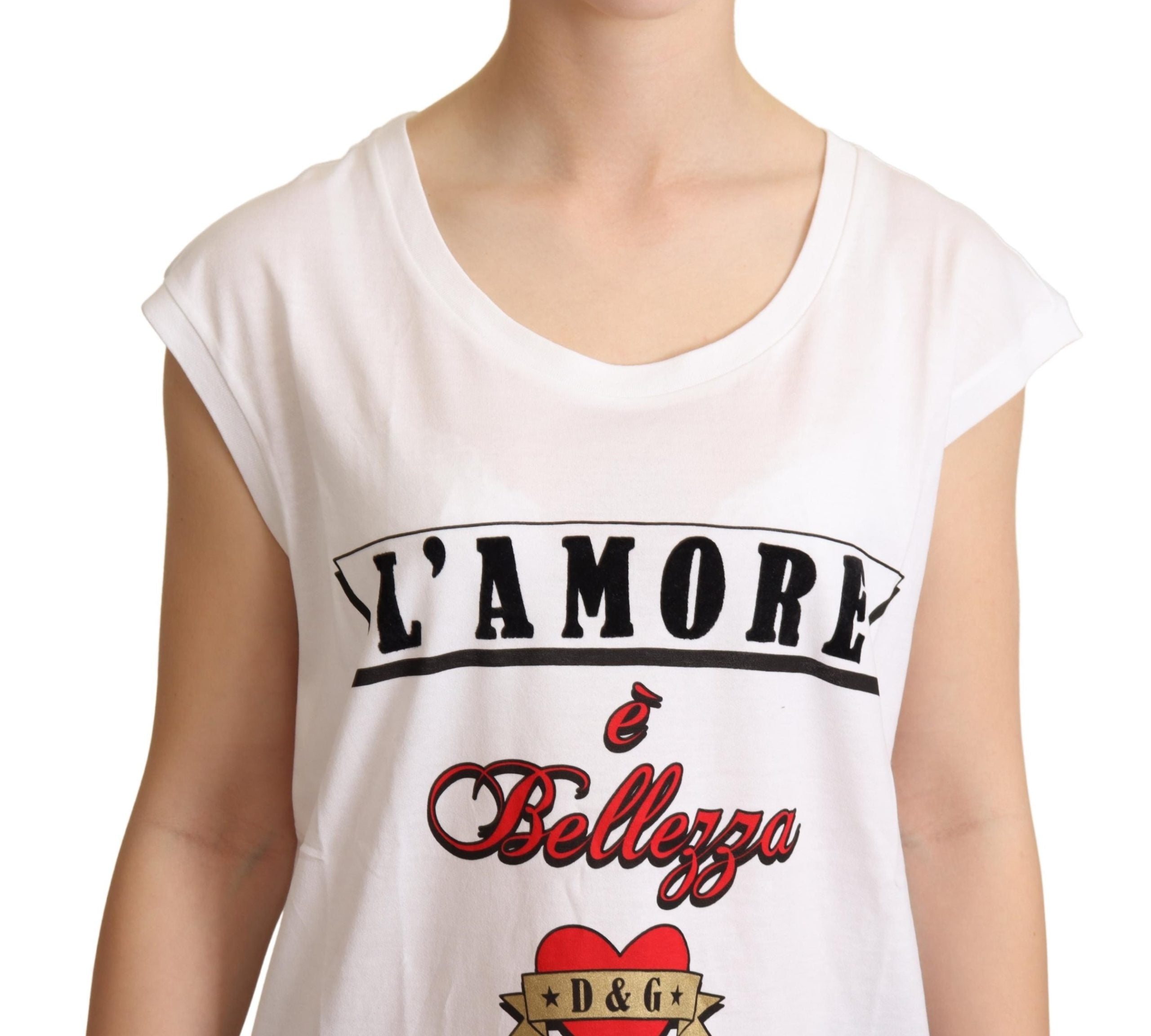 Dolce & Gabbana White L'AMORE Cotton Tank Top T-shirt