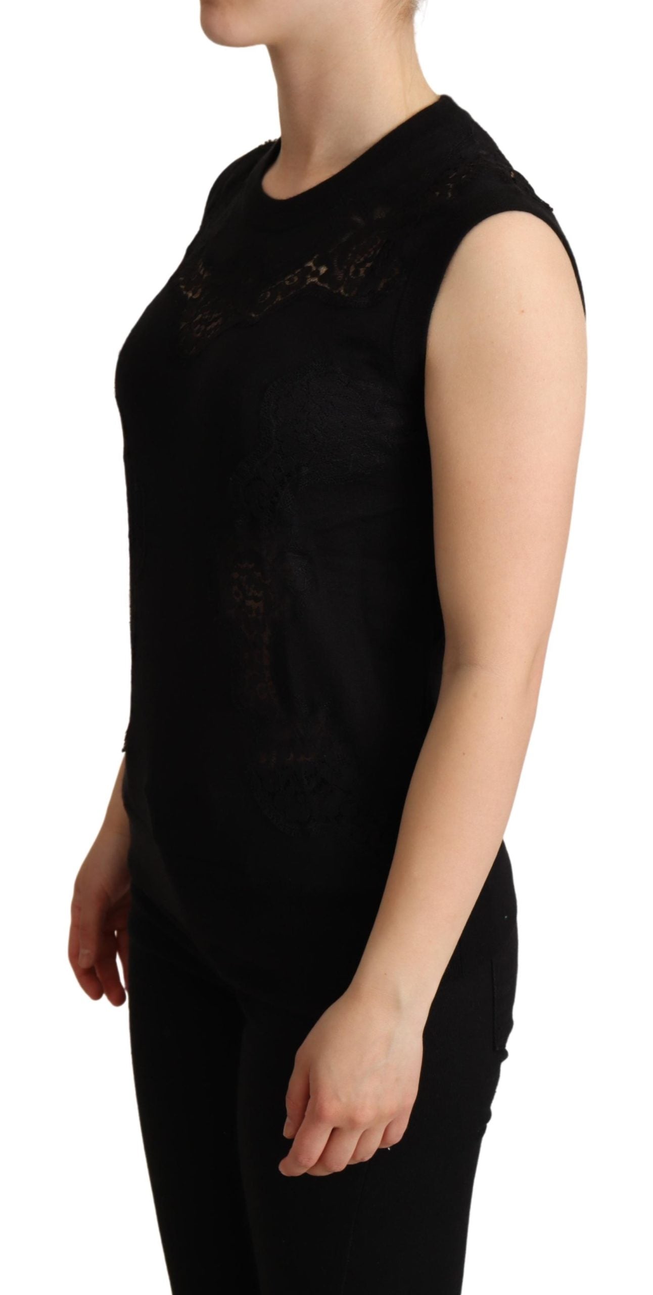 Dolce & Gabbana Black Cashmere Silk Cutout Tank Top