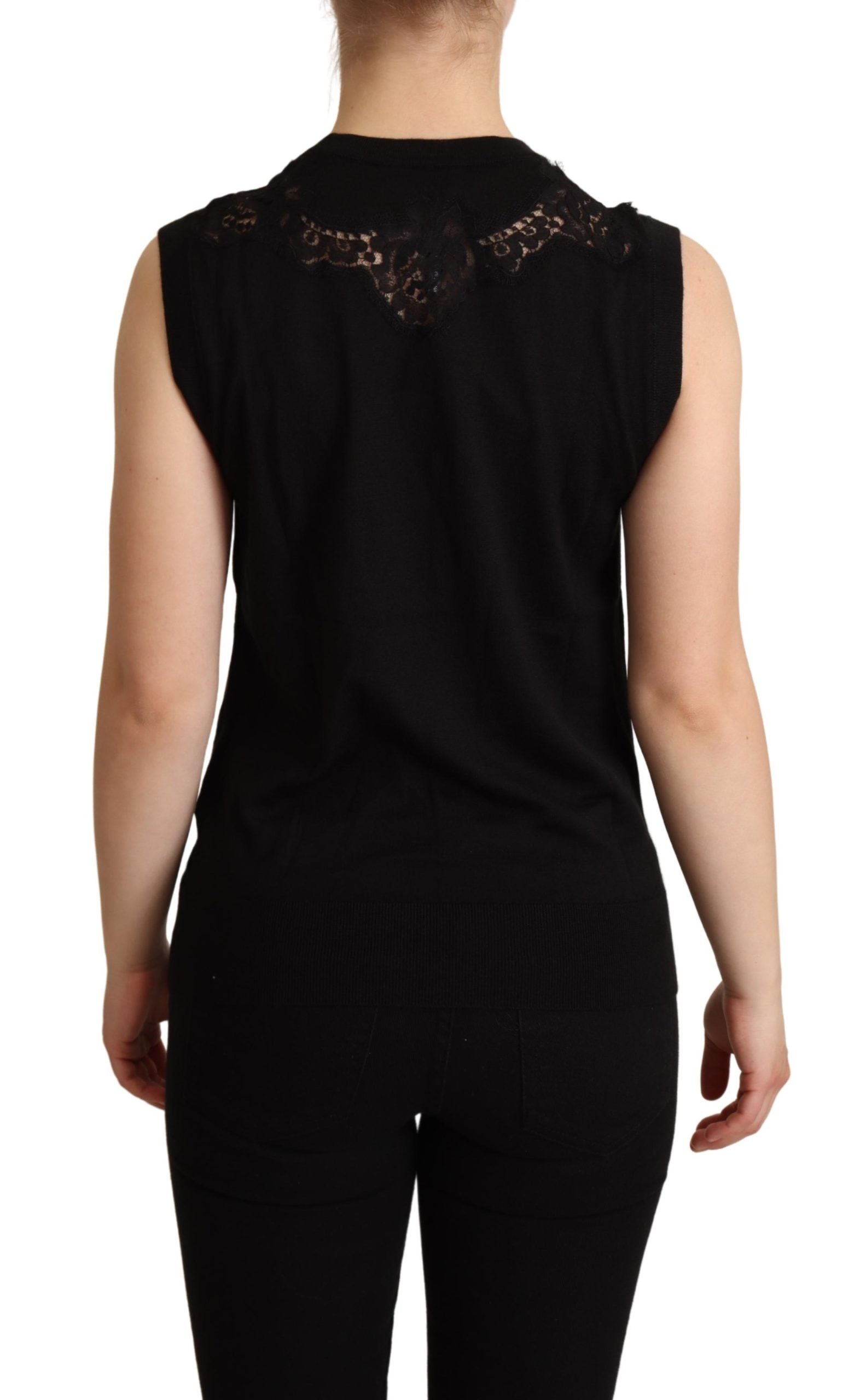 Dolce & Gabbana Black Cashmere Silk Cutout Tank Top