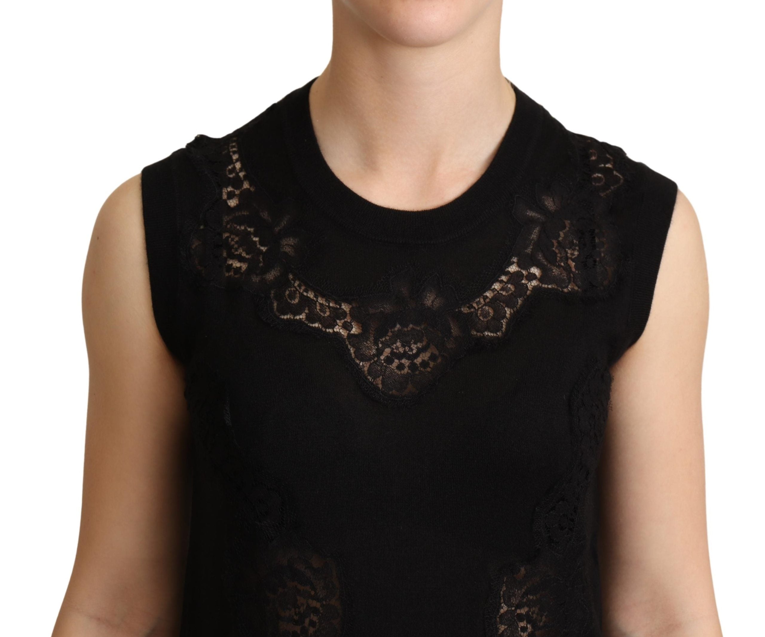 Dolce & Gabbana Black Cashmere Silk Cutout Tank Top