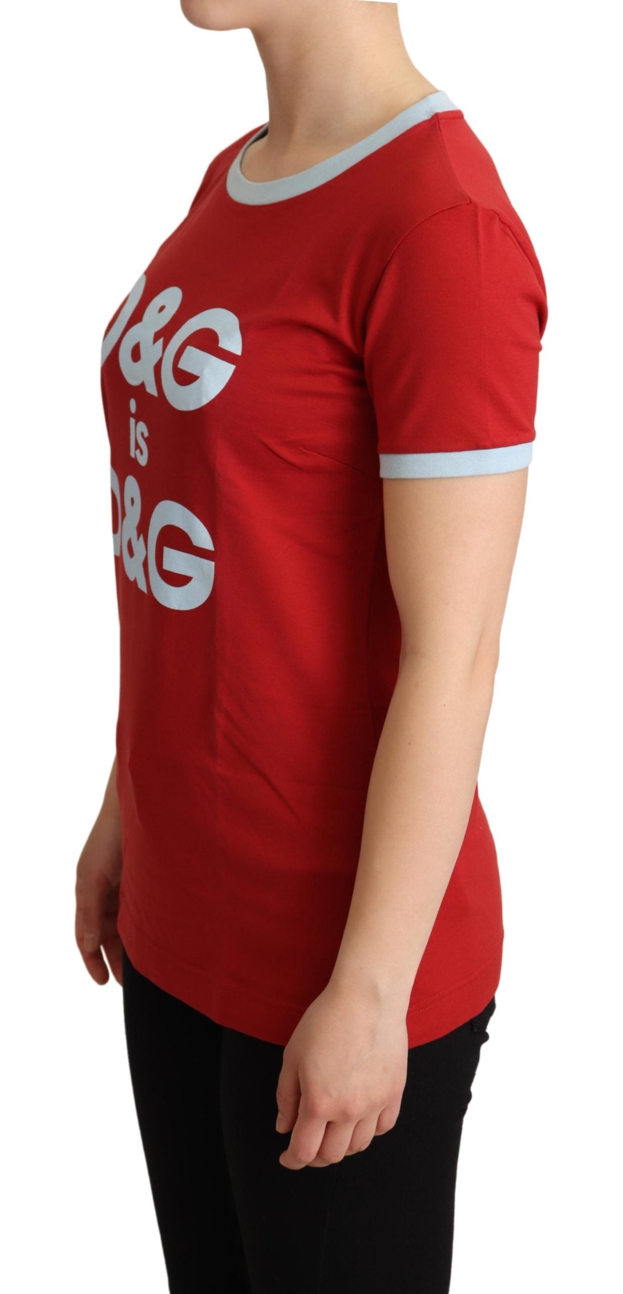 Dolce & Gabbana Red Crewneck D&G Top T-shirt