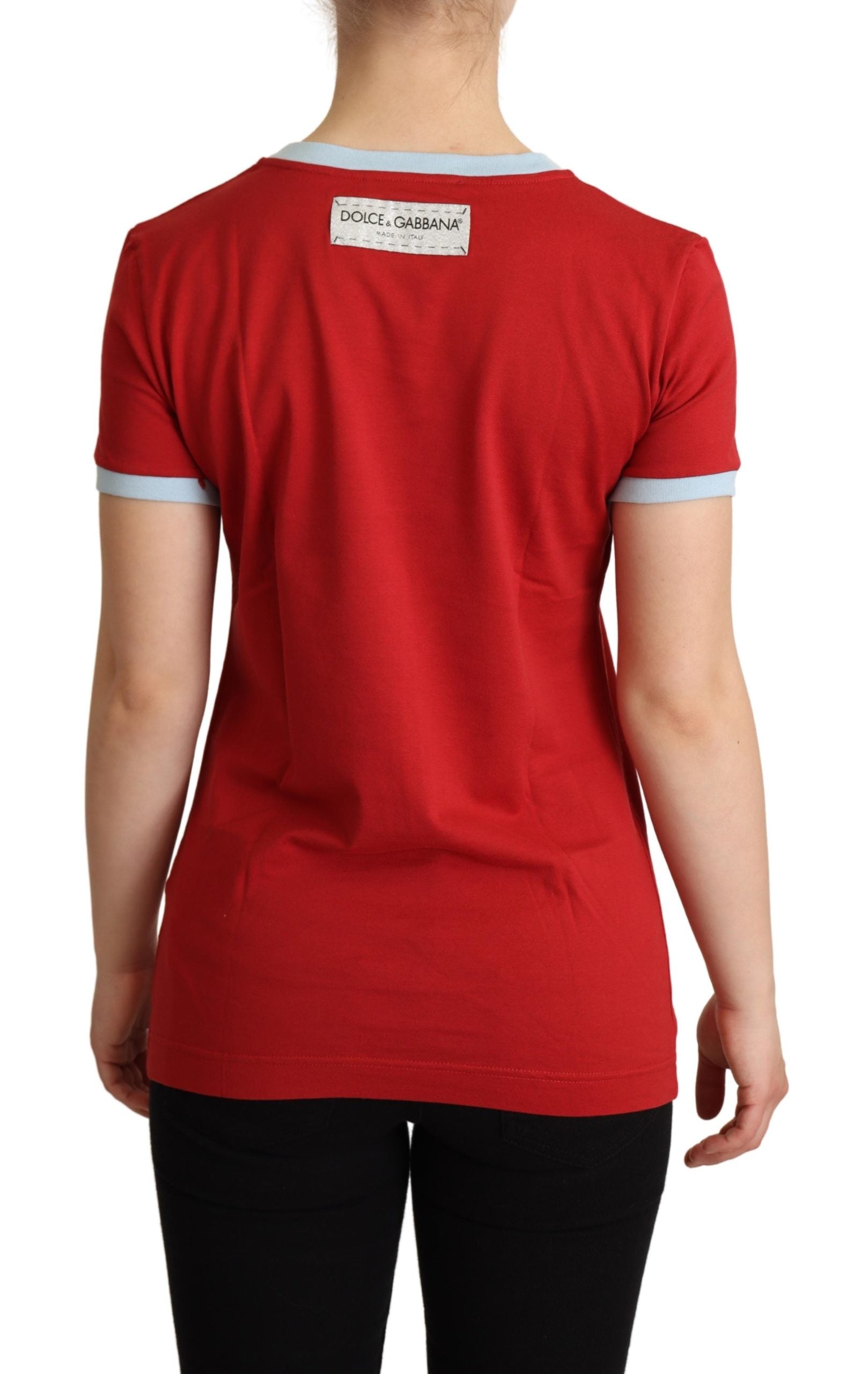 Dolce & Gabbana Red Crewneck D&G Top T-shirt