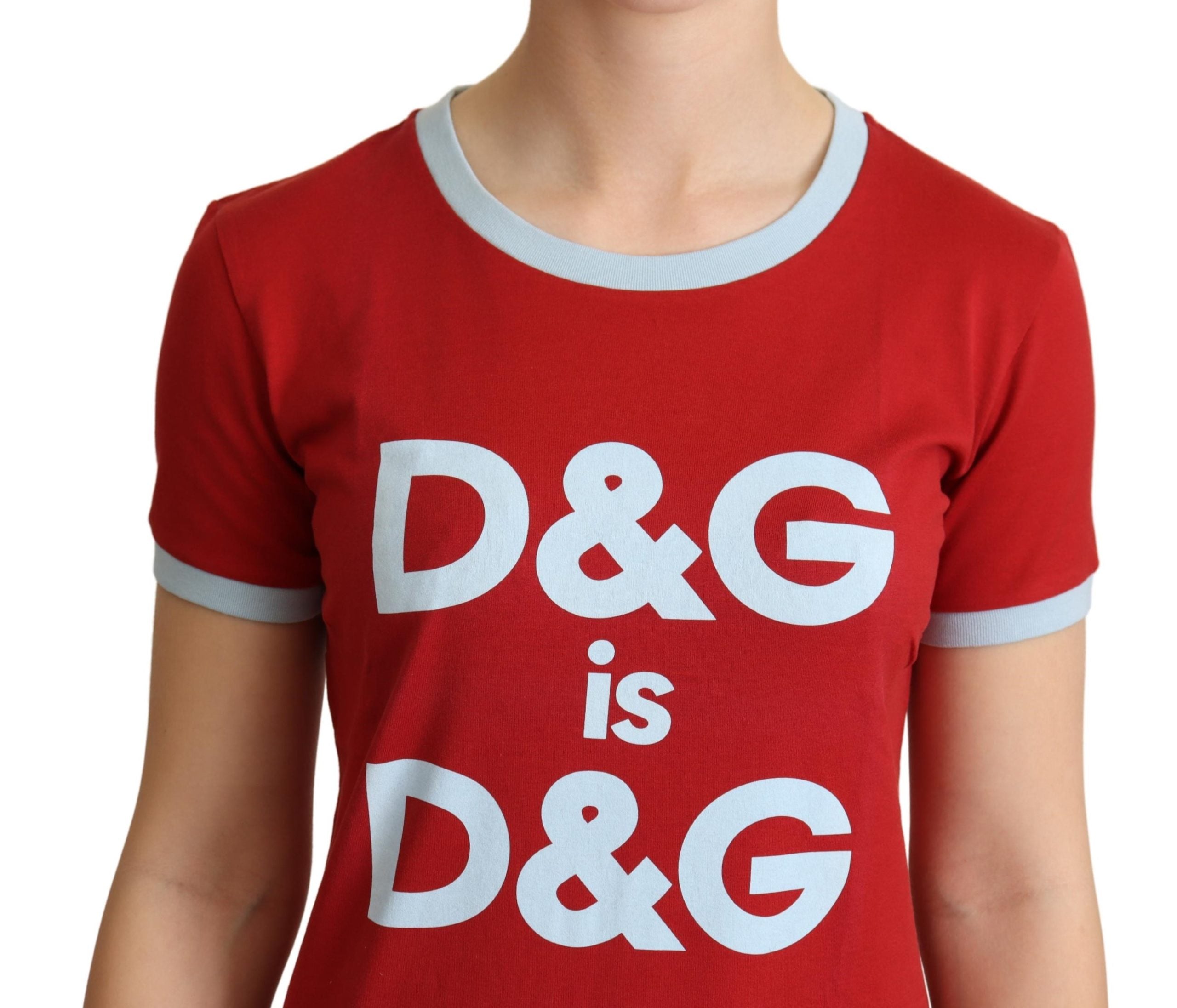 Dolce & Gabbana Red Crewneck D&G Top T-shirt