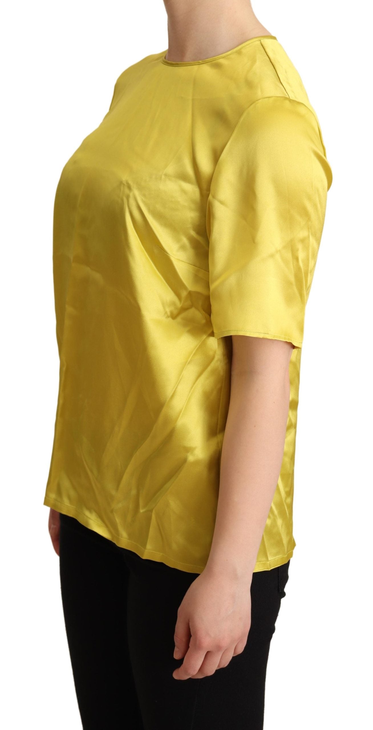 Dolce & Gabbana Yellow Silk Short Sleeve Blouse T-shirt