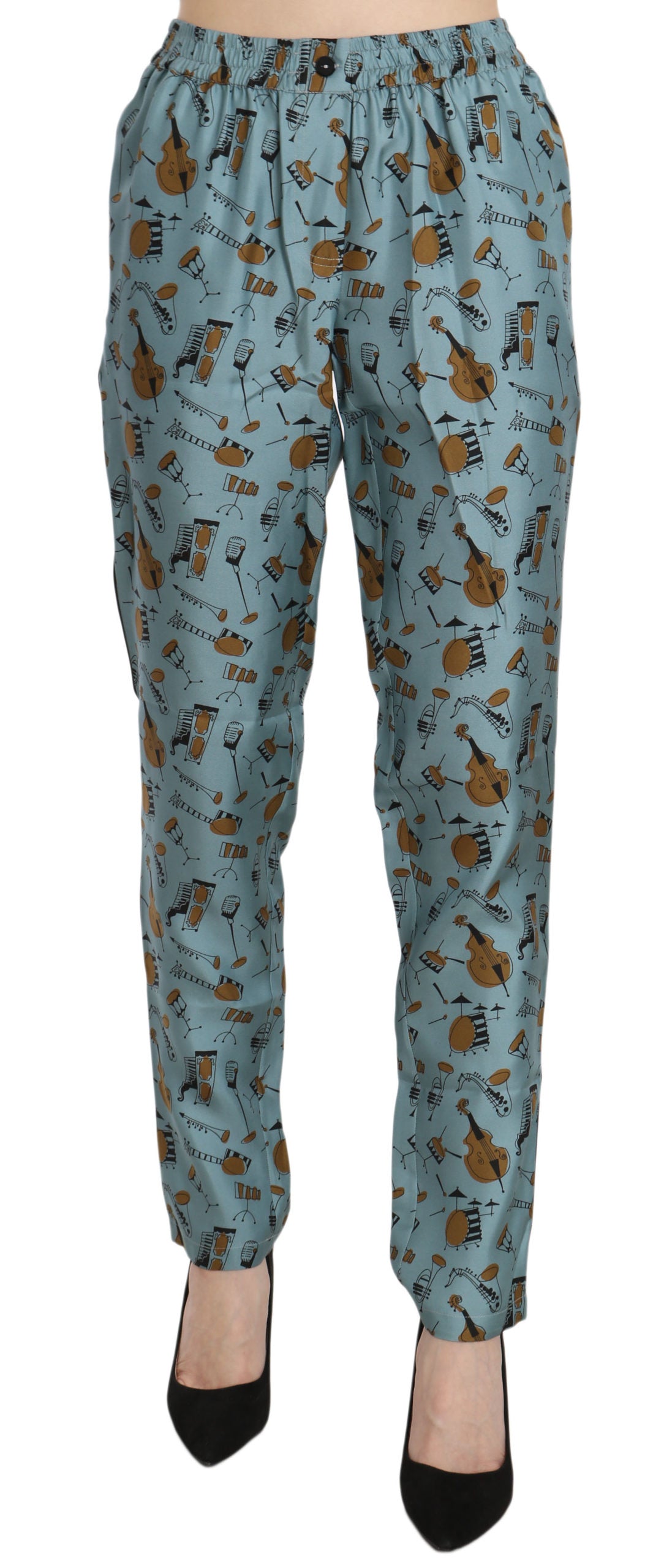 Dolce & Gabbana Blue Musical Instruments Print Tapered Pants