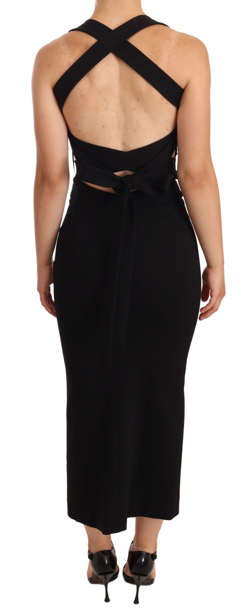 Dolce & Gabbana Black Stretch Halter Sleeveless Sheath Dress