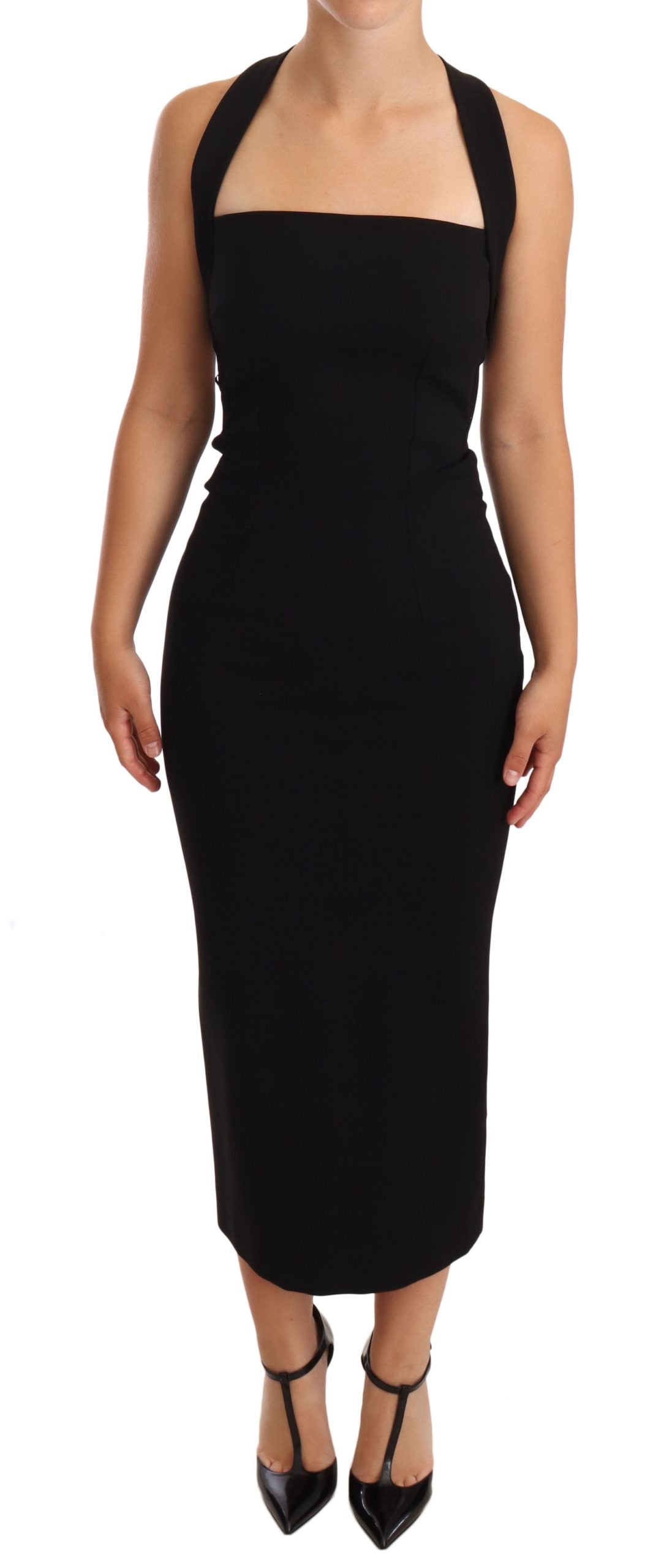 Dolce & Gabbana Black Stretch Halter Sleeveless Sheath Dress