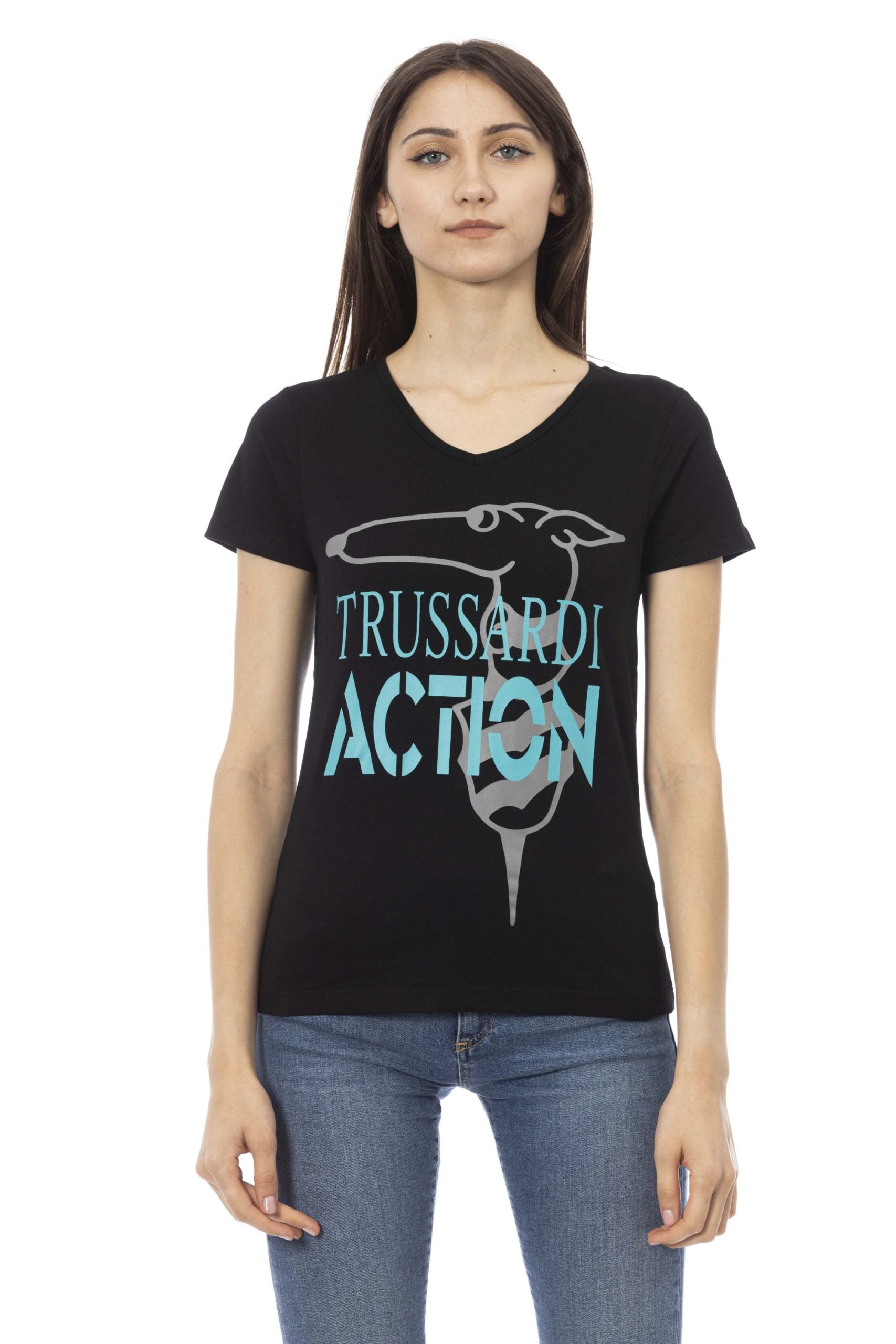 Trussardi Action Black Cotton Tops & T-Shirt