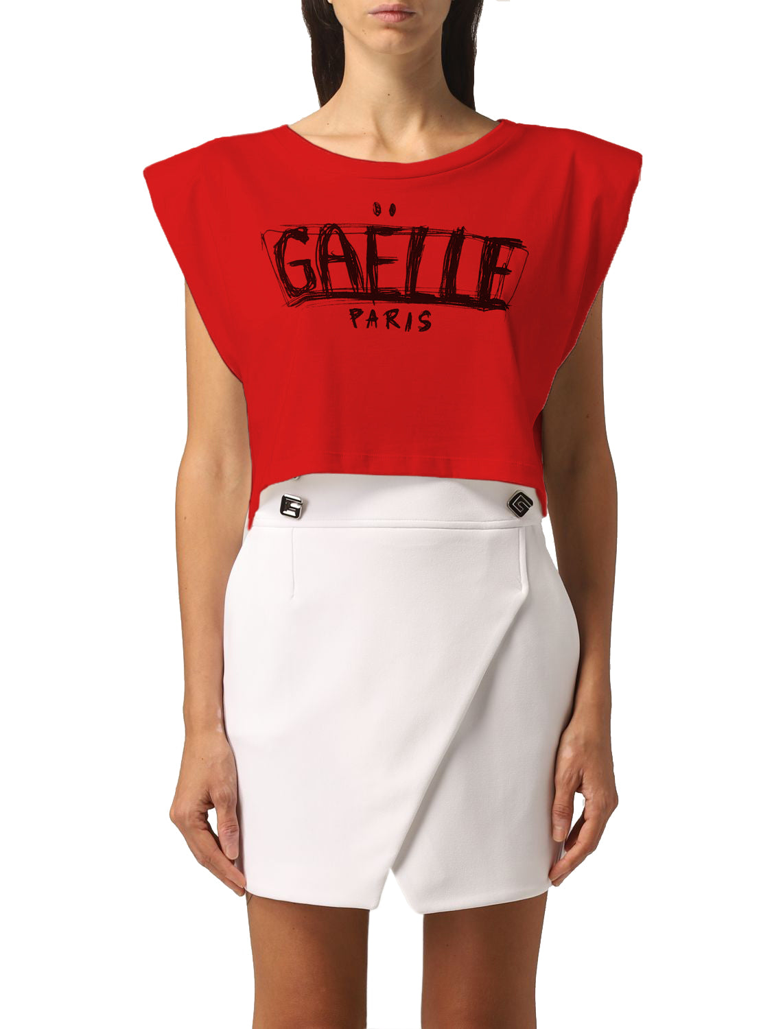 Gaelle Red Cotton Tops & T-Shirt