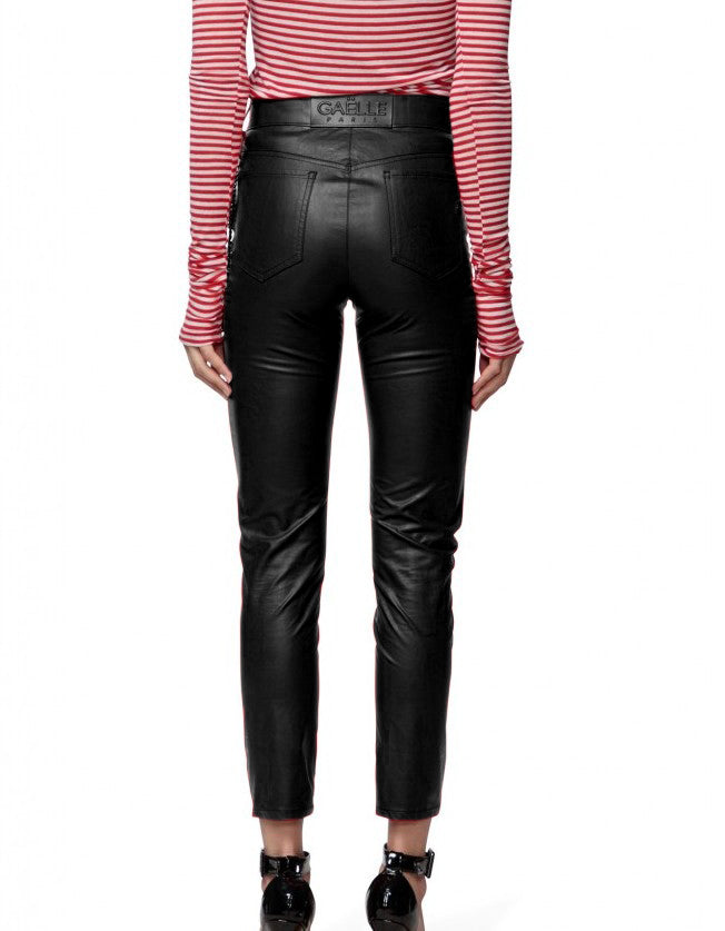 Gaelle Black Polyurethane Jeans & Pant