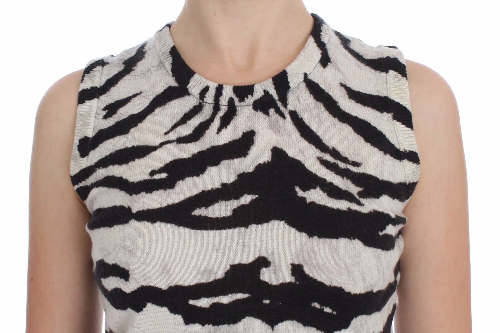 Dolce & Gabbana Zebra 100% Cashmere Knit Top Vest Tank Top