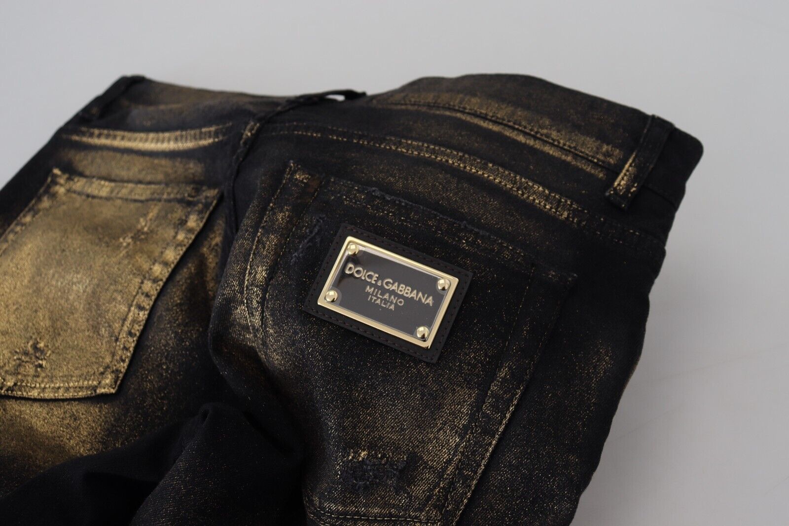 Dolce & Gabbana Black Gold Dusting Cotton Casual Denim Jeans