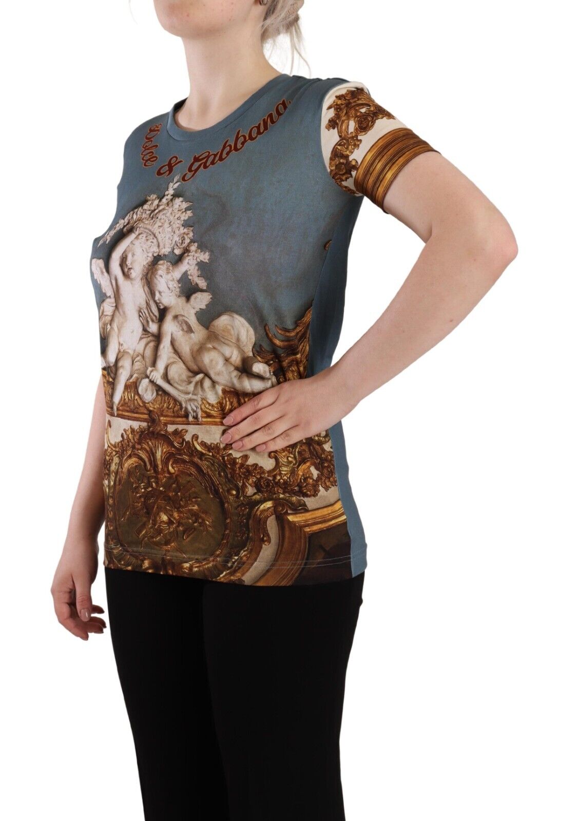 Dolce & Gabbana Multicolor Angel Print Cotton Round Neck T-shirt Top