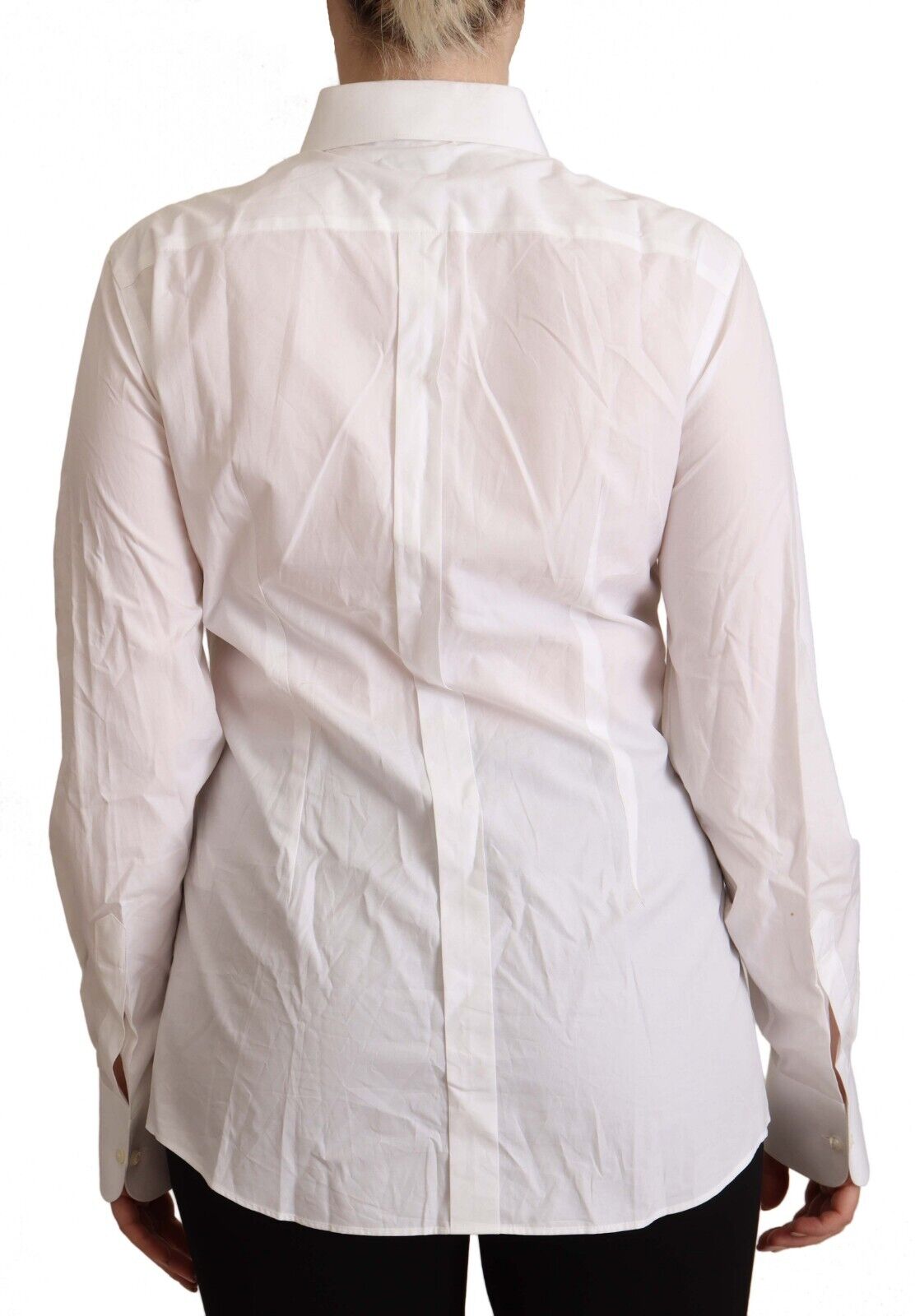 Dolce & Gabbana White Cotton Collared Long Sleeve Shirt Top