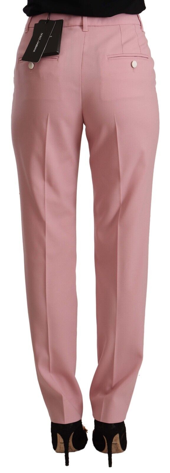 Dolce & Gabbana Pink Wool Stretch High Waist Trouser Pants