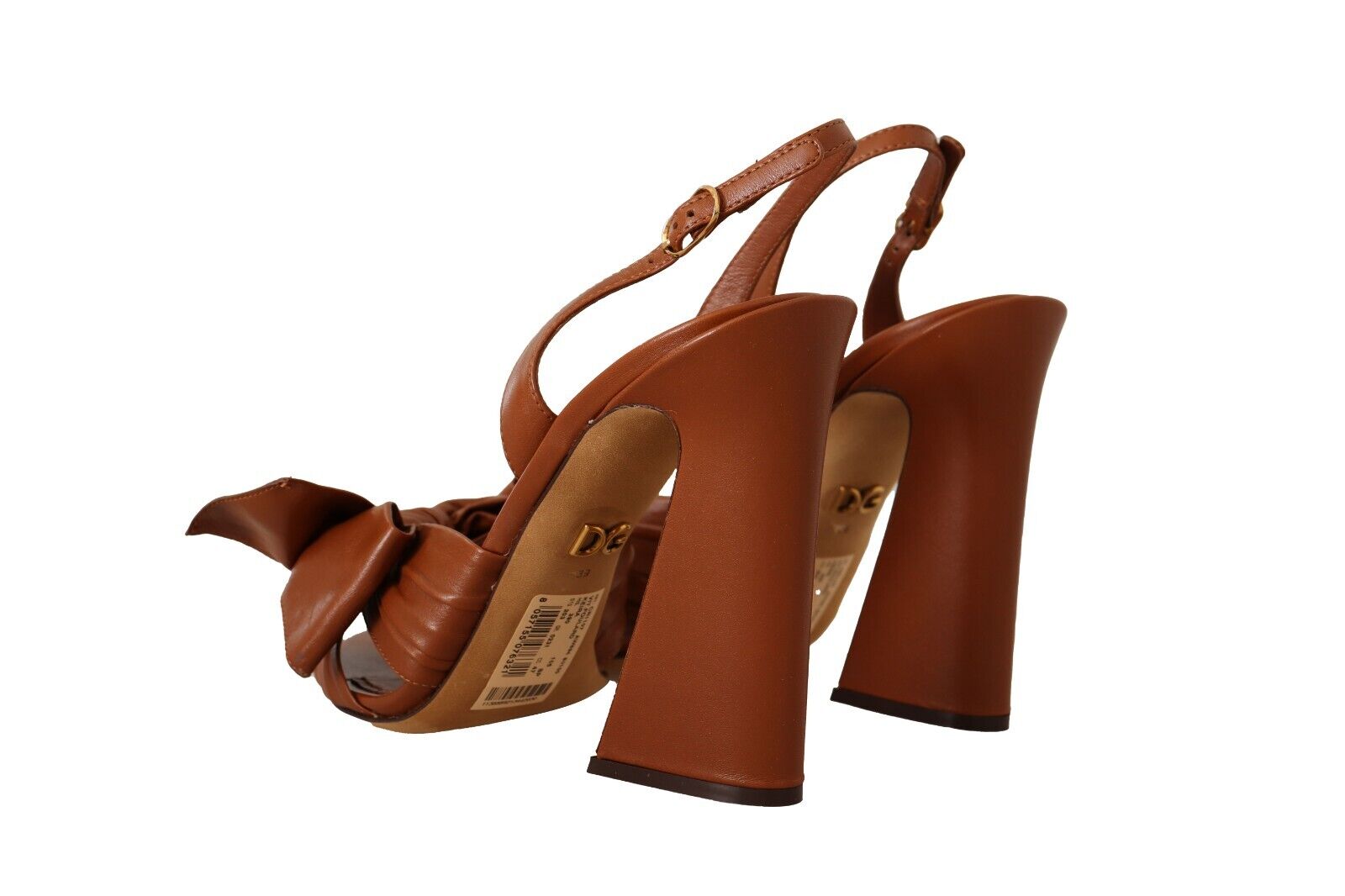 Dolce & Gabbana Brown Leather Ankle Strap Heels Sandals Shoes