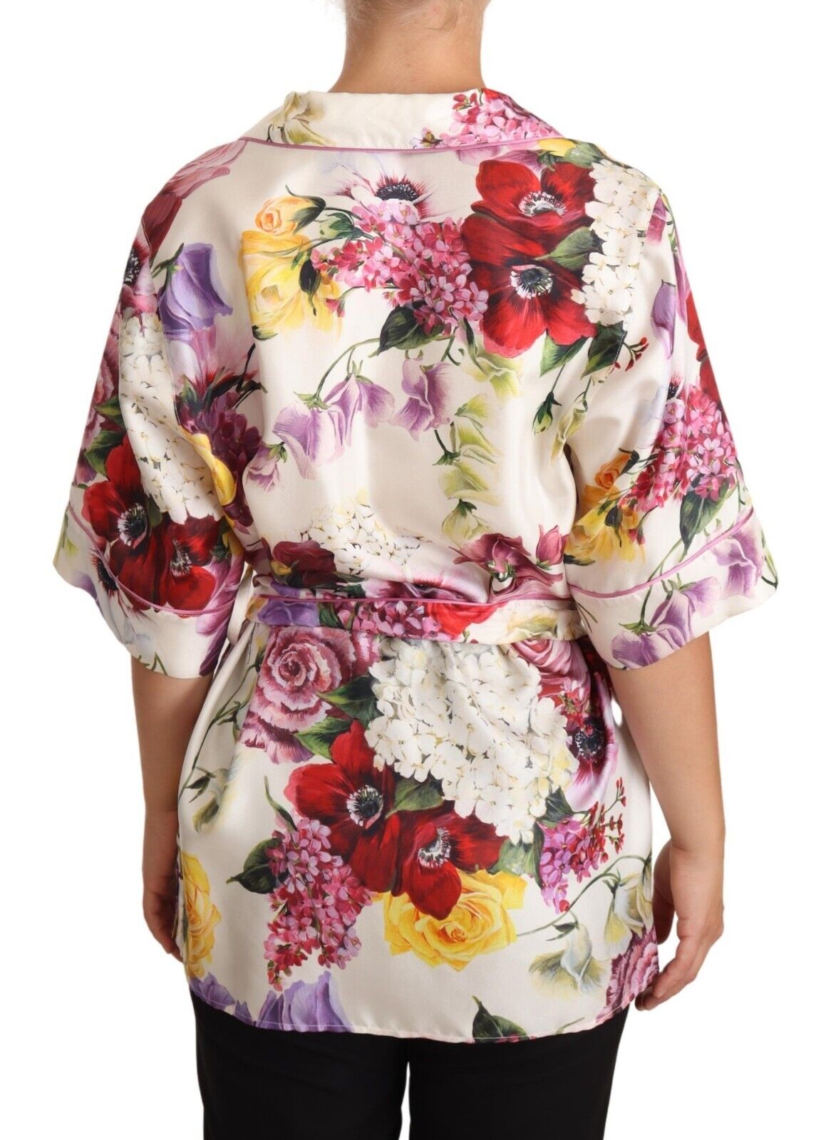 Dolce & Gabbana Multicolor Hydrangeas Print Pajama Shirt Blouse