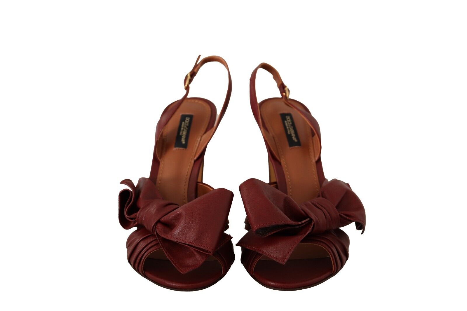 Dolce & Gabbana Bordeaux Leather Ankle Strap Heel Sandals Shoes