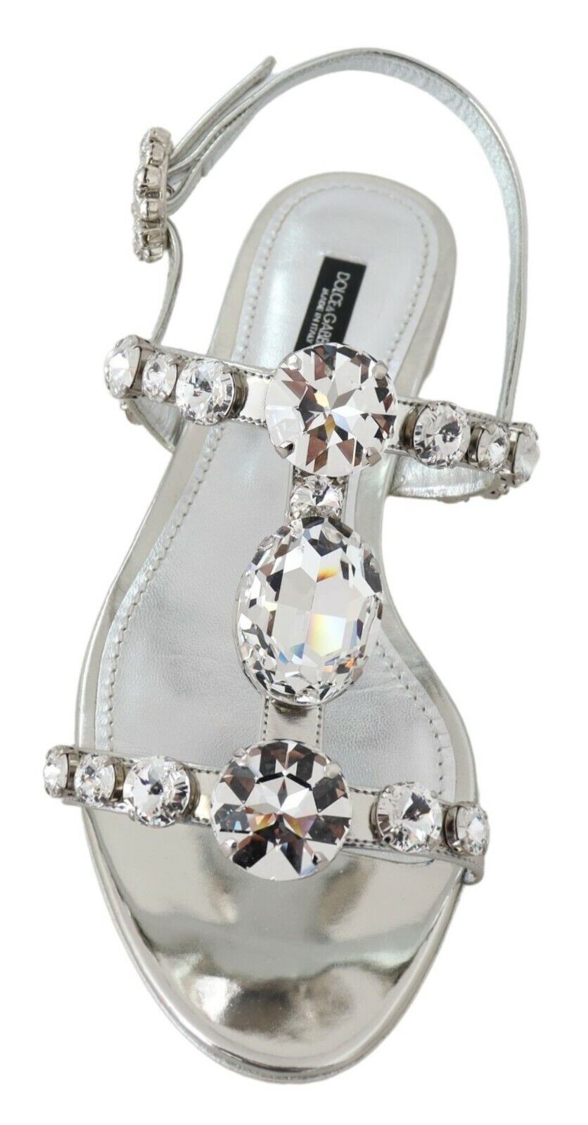 Dolce & Gabbana Silver Crystal Sandals Flip Flops Shoes