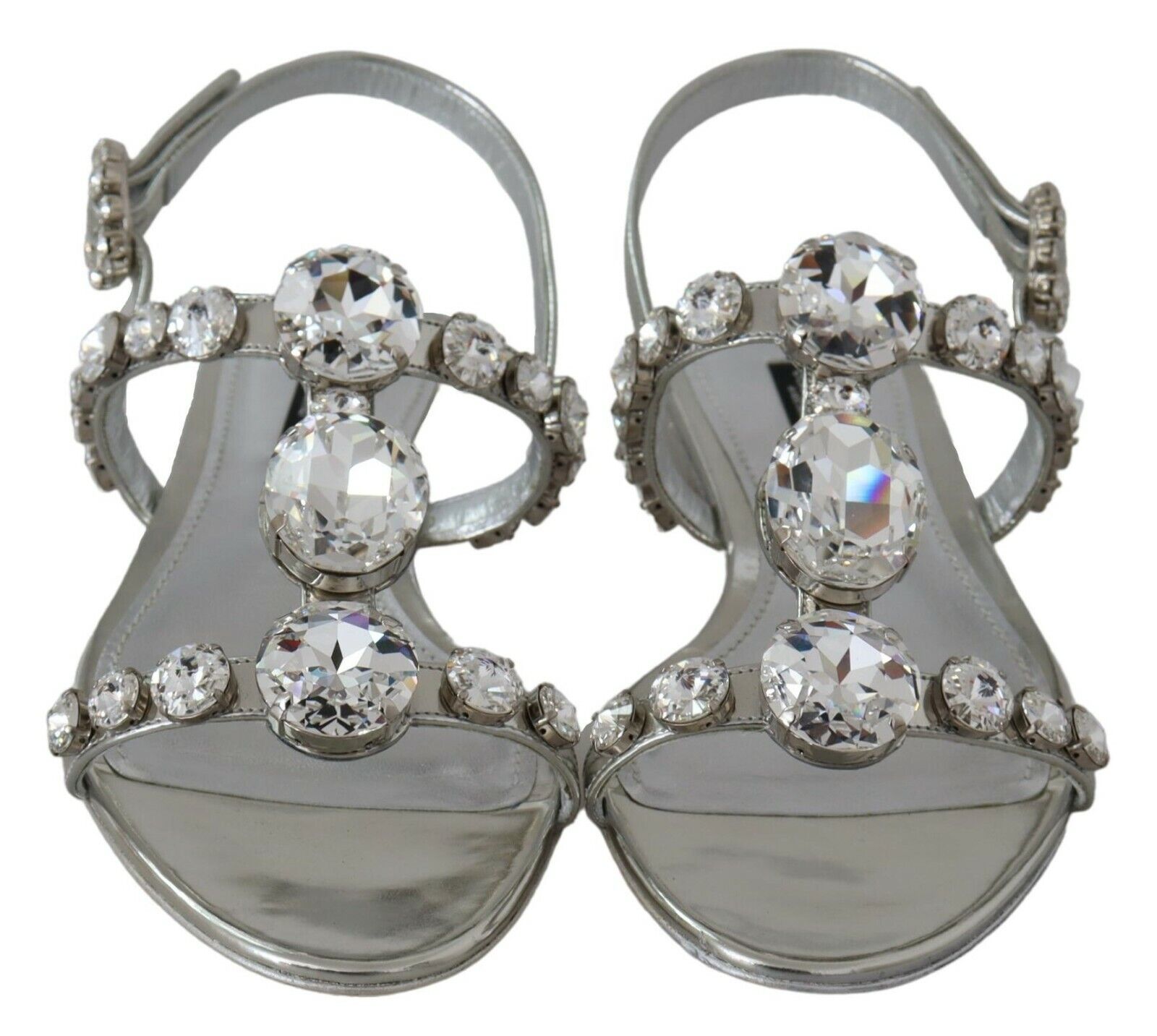 Dolce & Gabbana Silver Crystal Sandals Flip Flops Shoes