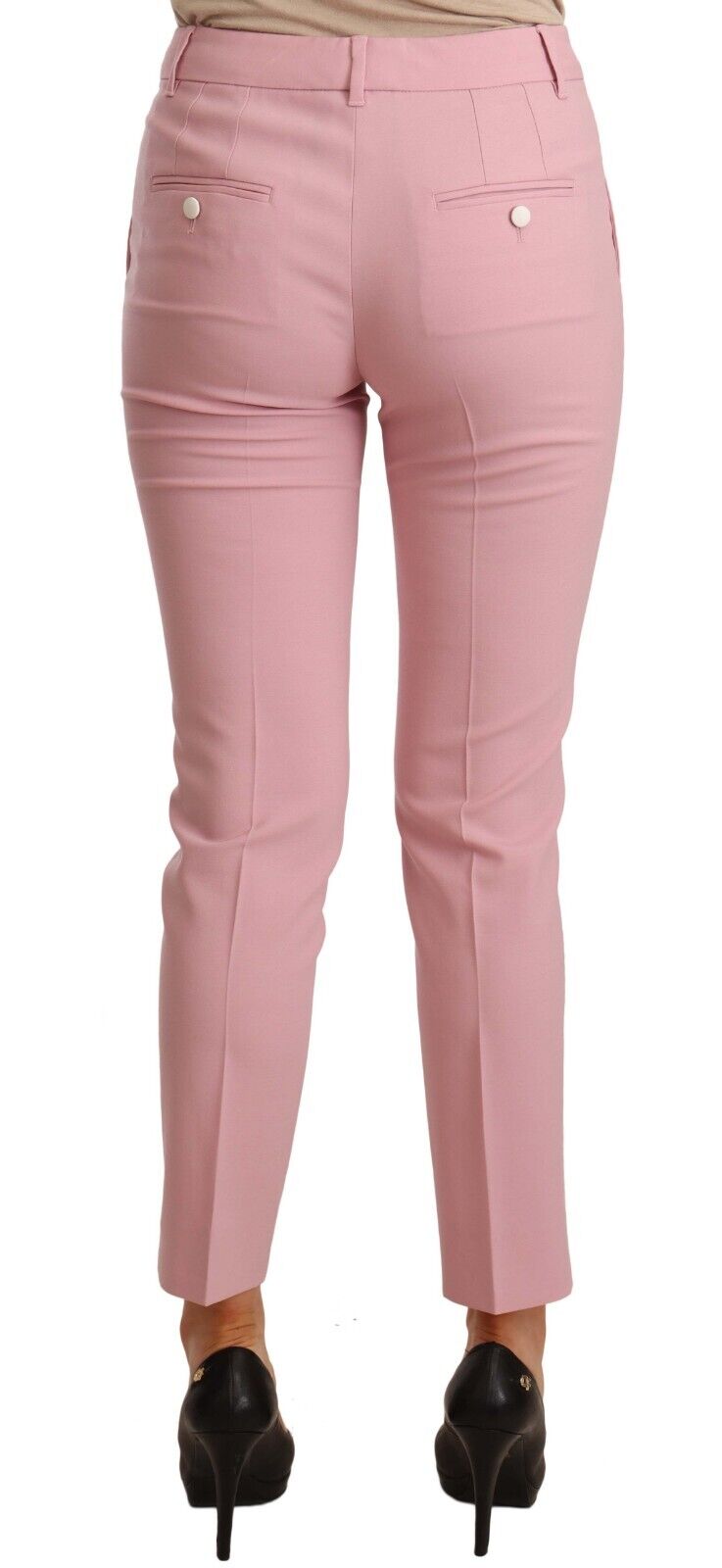 Dolce & Gabbana Pink Wool Stretch High Waist Trouser Pants