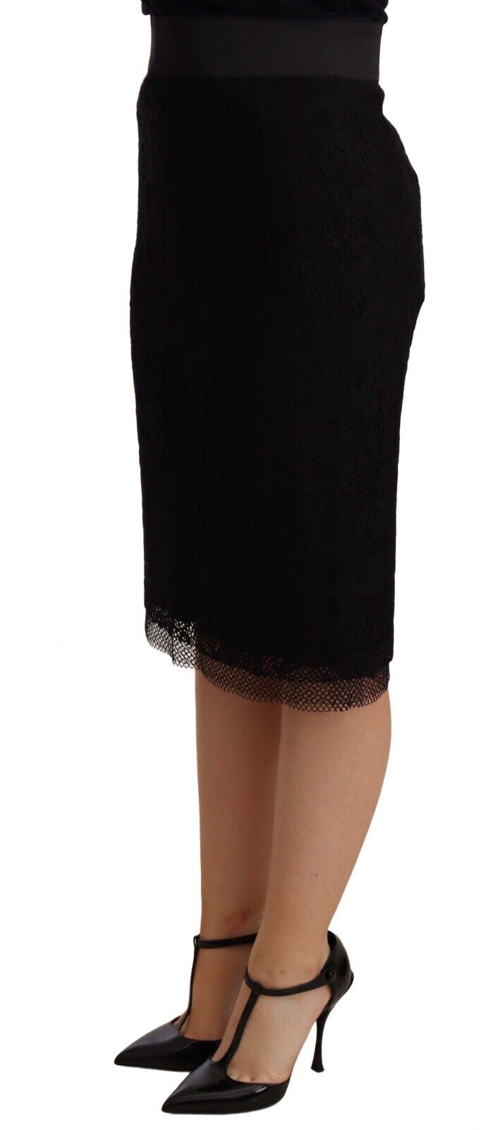 Dolce & Gabbana Black Lace High Waist Pencil Cut Skirt