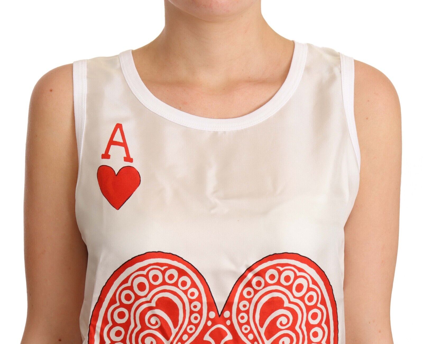 Dolce & Gabbana White Ace Of Hearts Print Sleeveless T-shirt