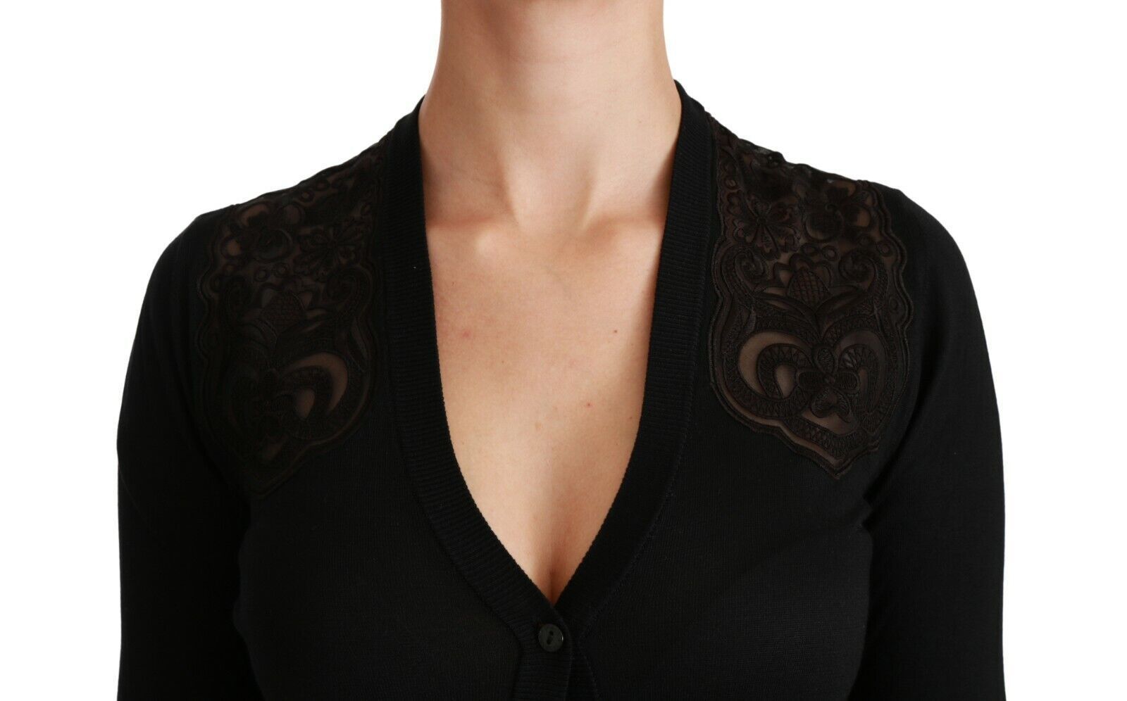 Dolce & Gabbana Black Lace Sweater Cardigan Sweater