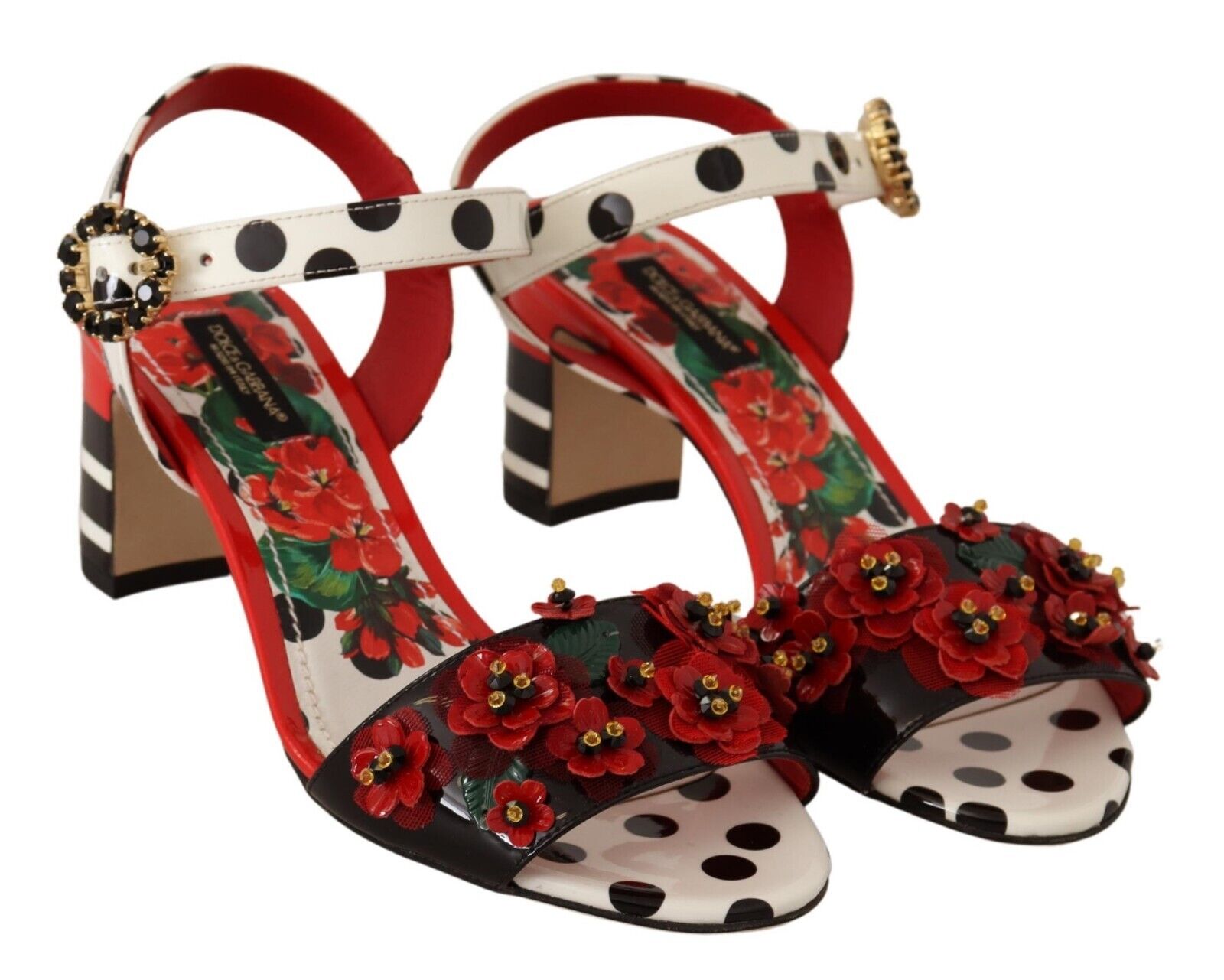 Dolce & Gabbana Multicolor Floral Crystal Sandals Shoes