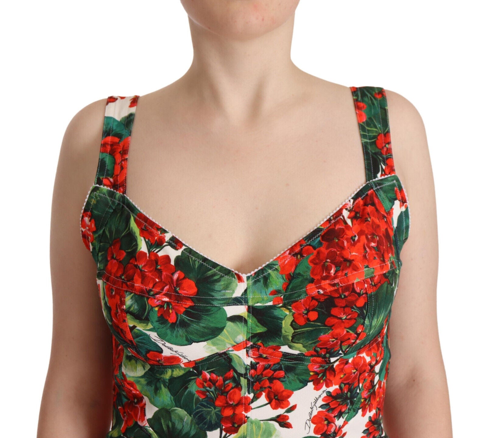 Dolce & Gabbana Red Floral Bodycon Stretch Dress