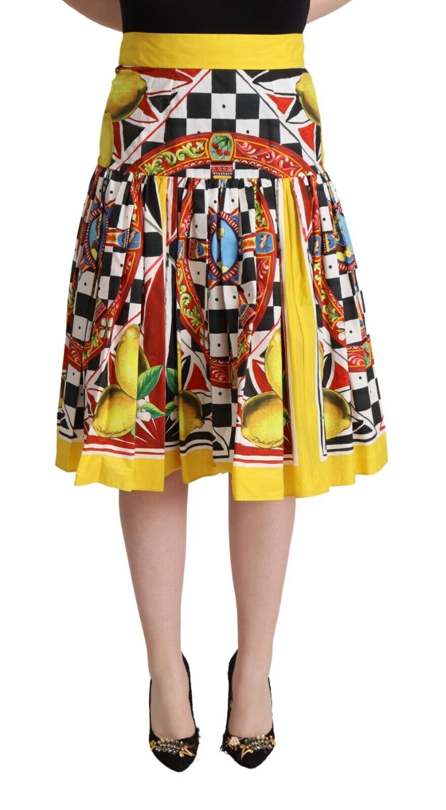 Dolce & Gabbana Multicolor Carretto High Waist A-line Pleated Skirt