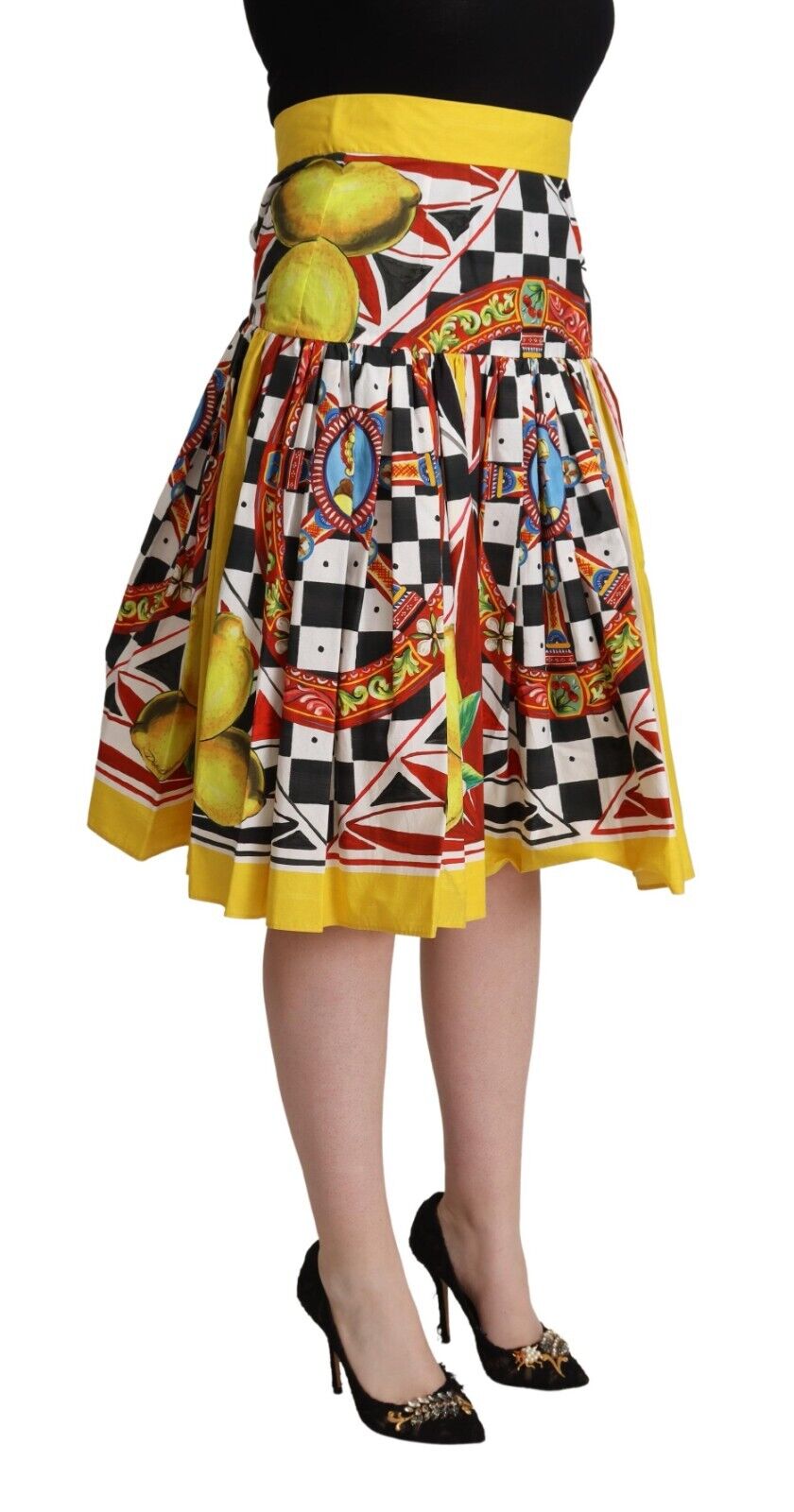 Dolce & Gabbana Multicolor Carretto High Waist A-line Pleated Skirt