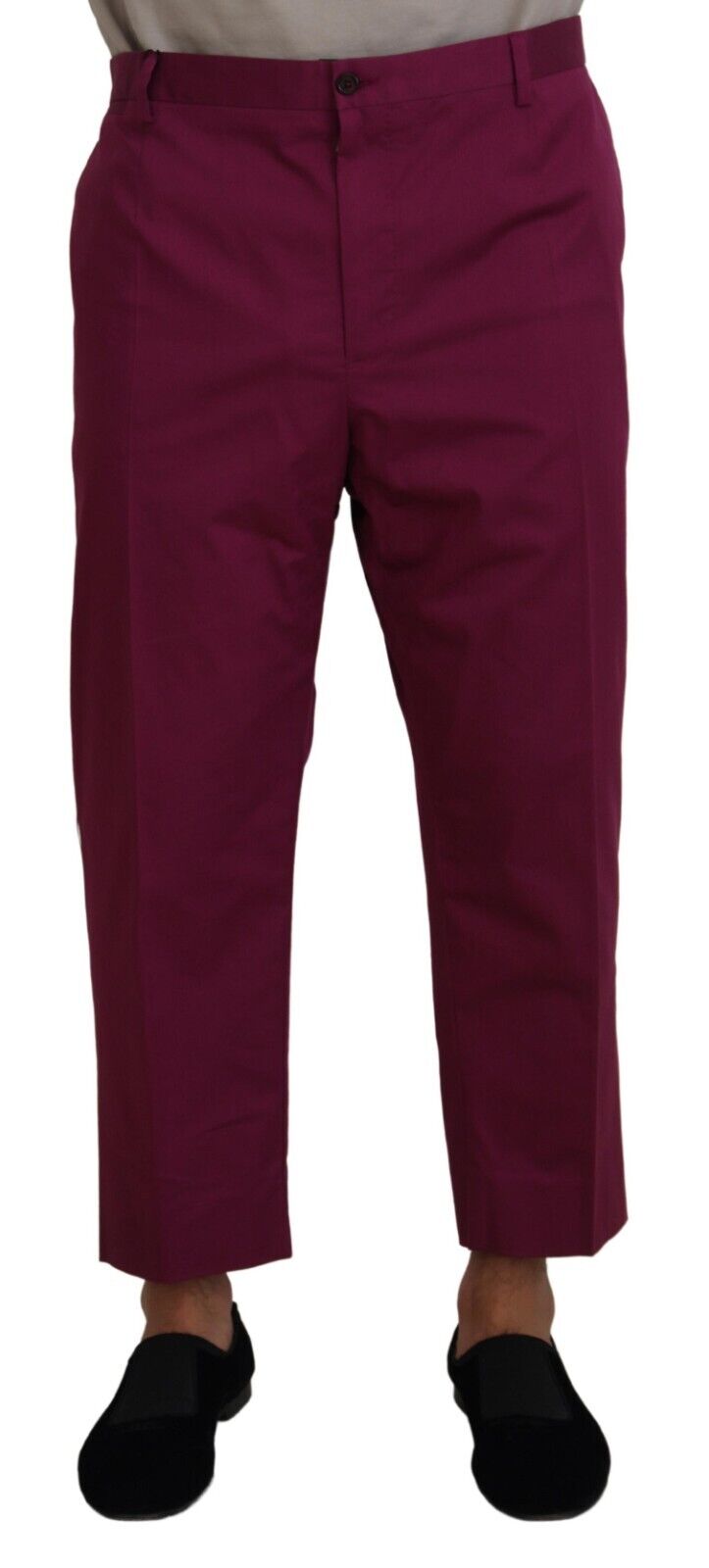 Dolce & Gabbana Magenta Cotton DG Logo Pocket Trouser Pants