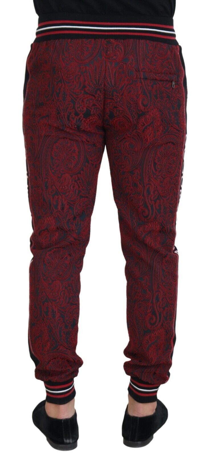 Dolce & Gabbana Red Wool Patterned Logo Print Trouser Pants