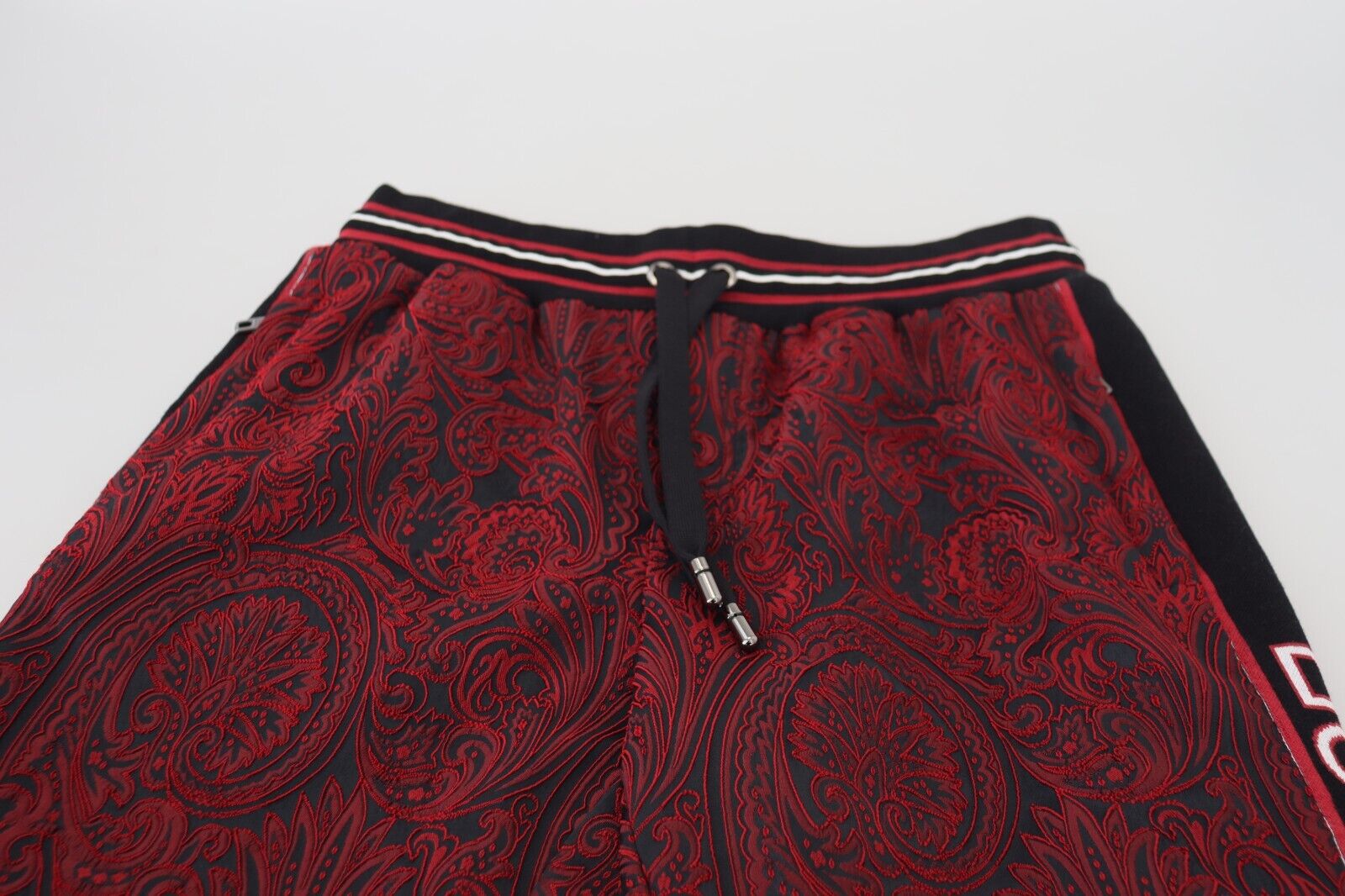 Dolce & Gabbana Red Wool Patterned Logo Print Trouser Pants