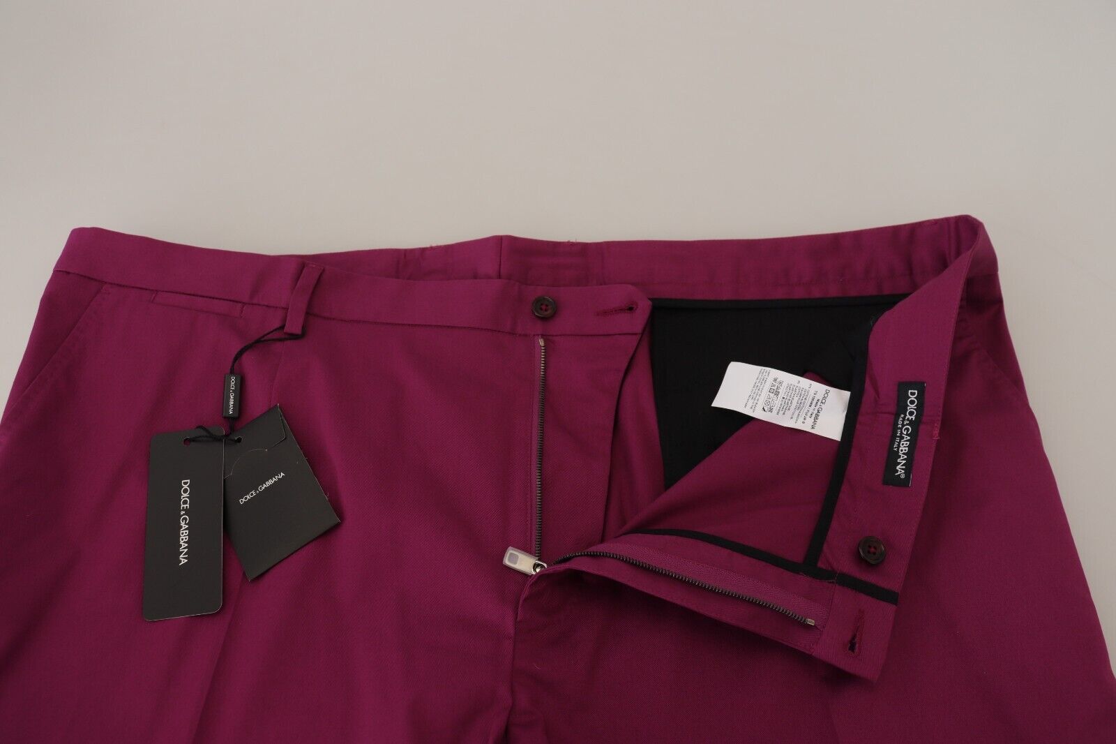 Dolce & Gabbana Magenta Cotton DG Logo Pocket Trouser Pants