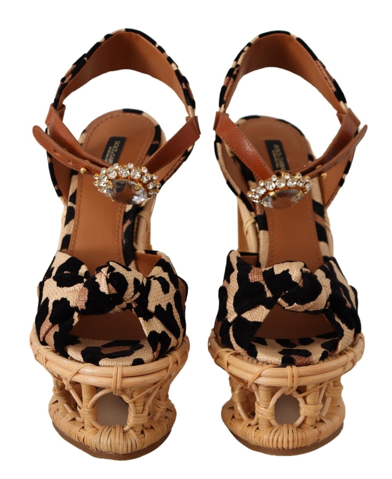 Dolce & Gabbana Multicolor Leopard Platform Heels Wedge Sandals Shoes