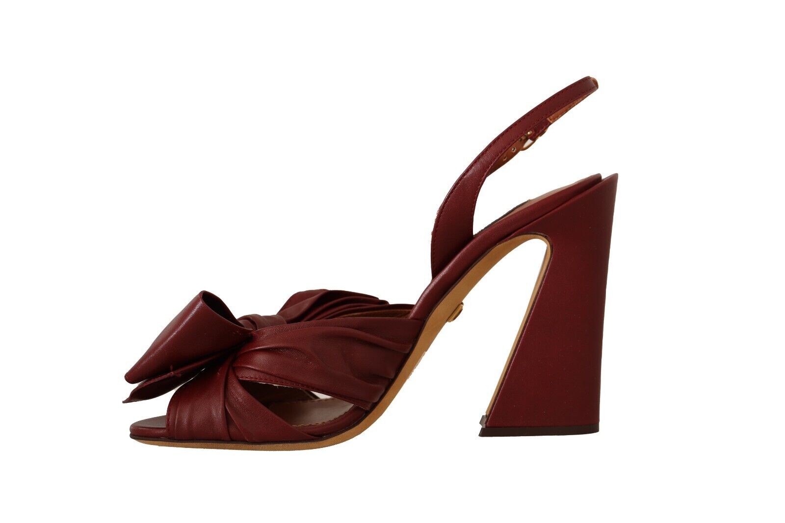 Dolce & Gabbana Bordeaux Leather Ankle Strap Heel Sandals Shoes