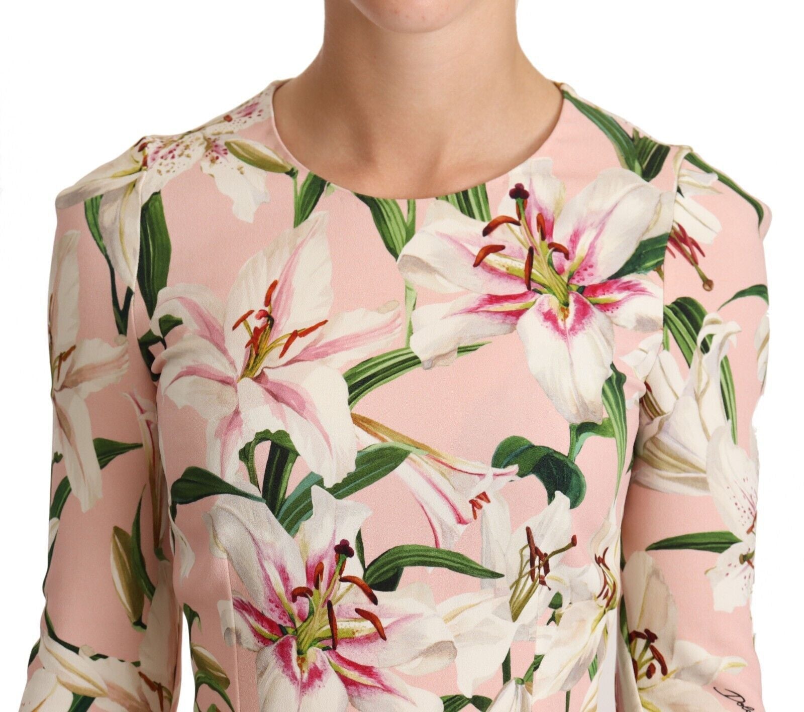 Dolce & Gabbana Pink Lily Print Viscose Long Sleeves Blouse