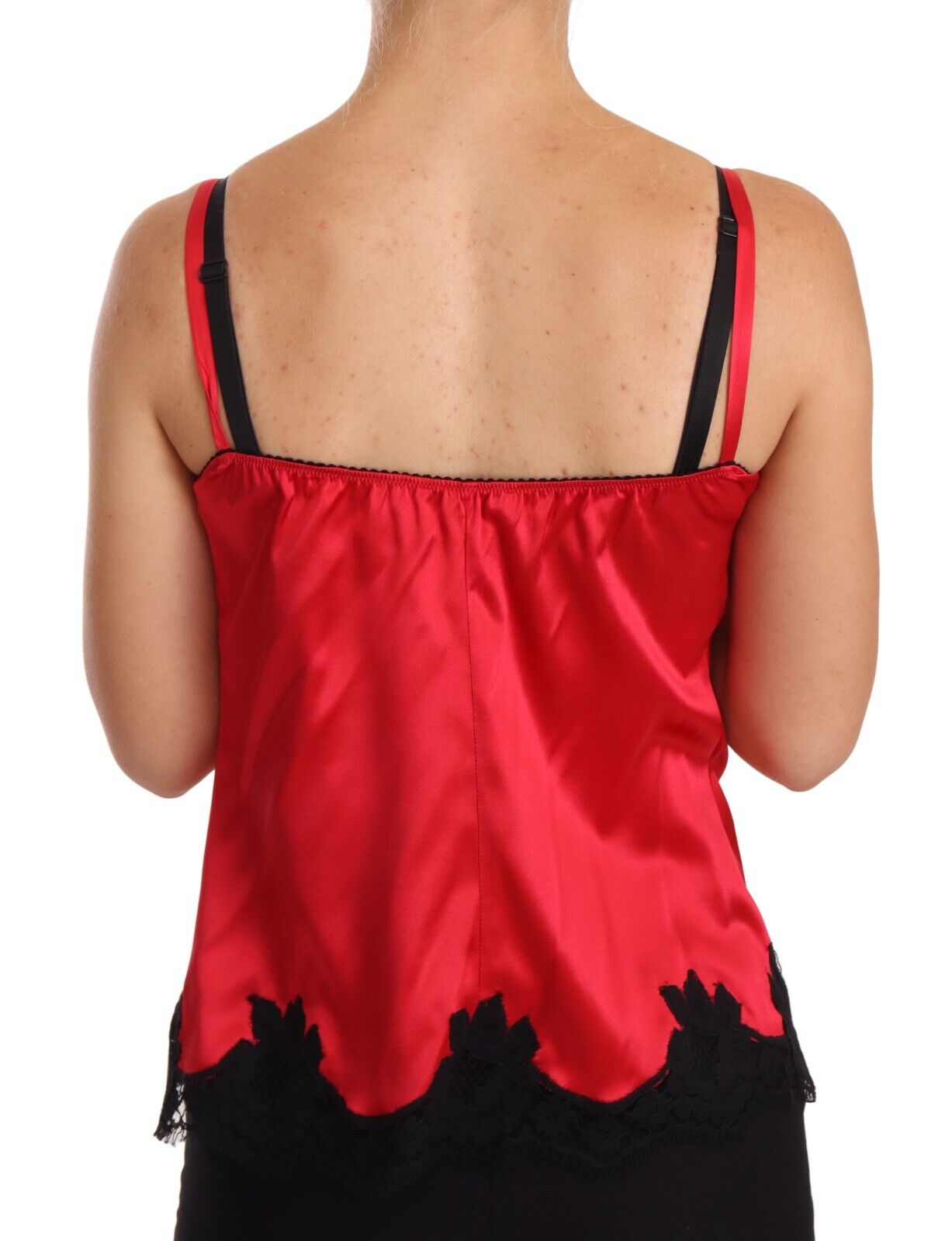 Dolce & Gabbana Red Floral Lace Silk Satin Camisole Lingerie Top