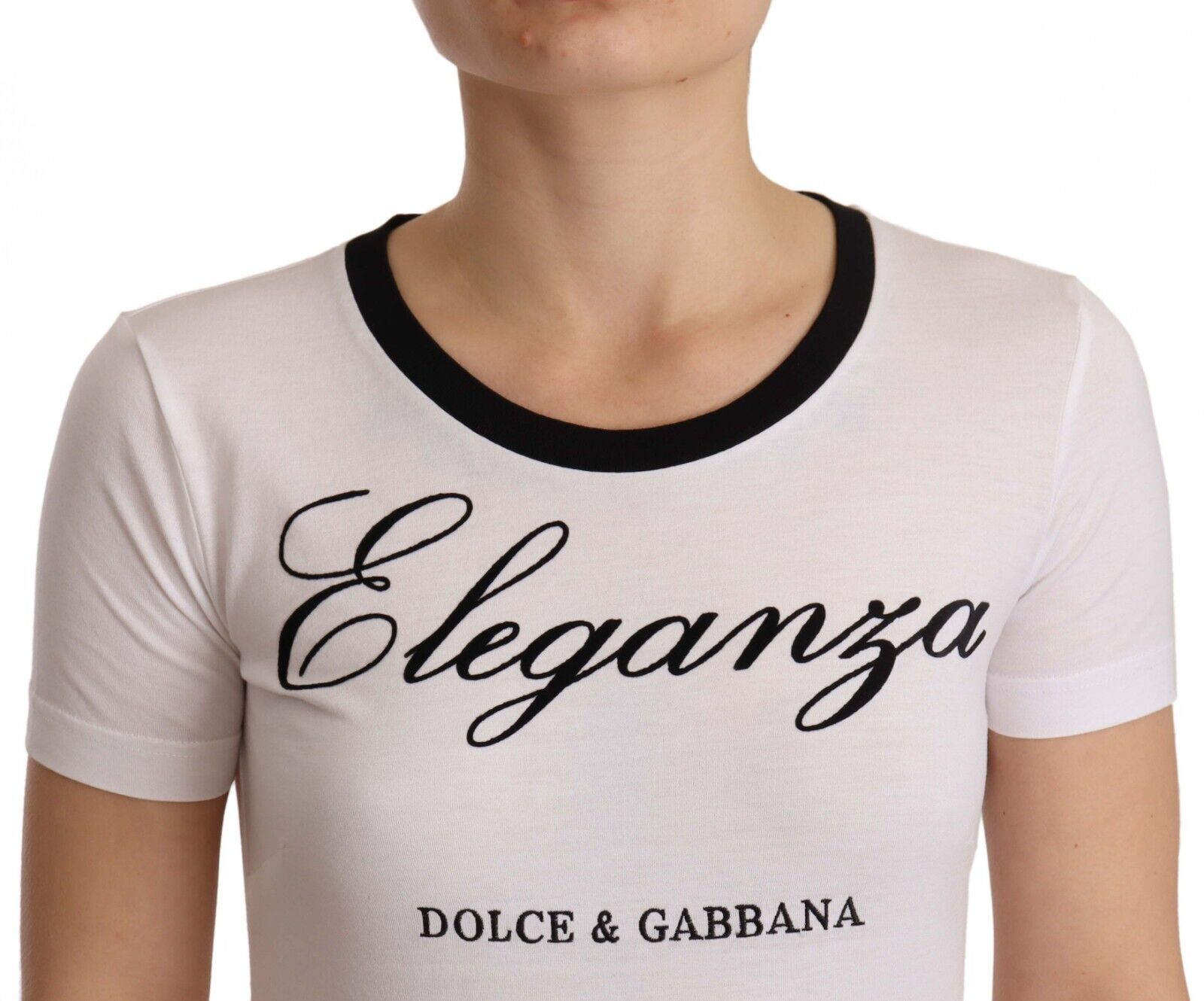 Dolce & Gabbana White Cotton Round Neck Short Sleeves T-shirt