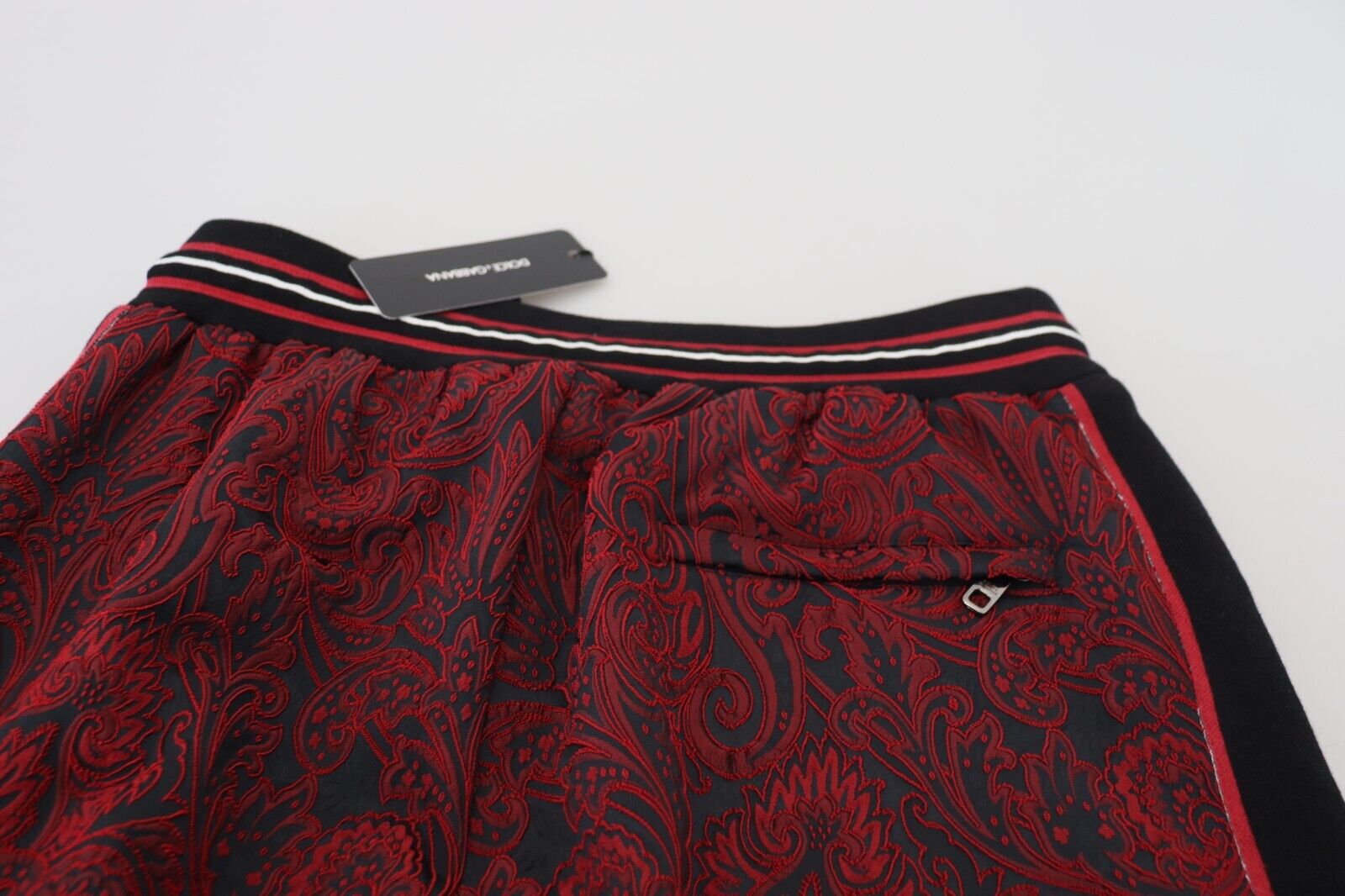 Dolce & Gabbana Red Wool Patterned Logo Print Trouser Pants