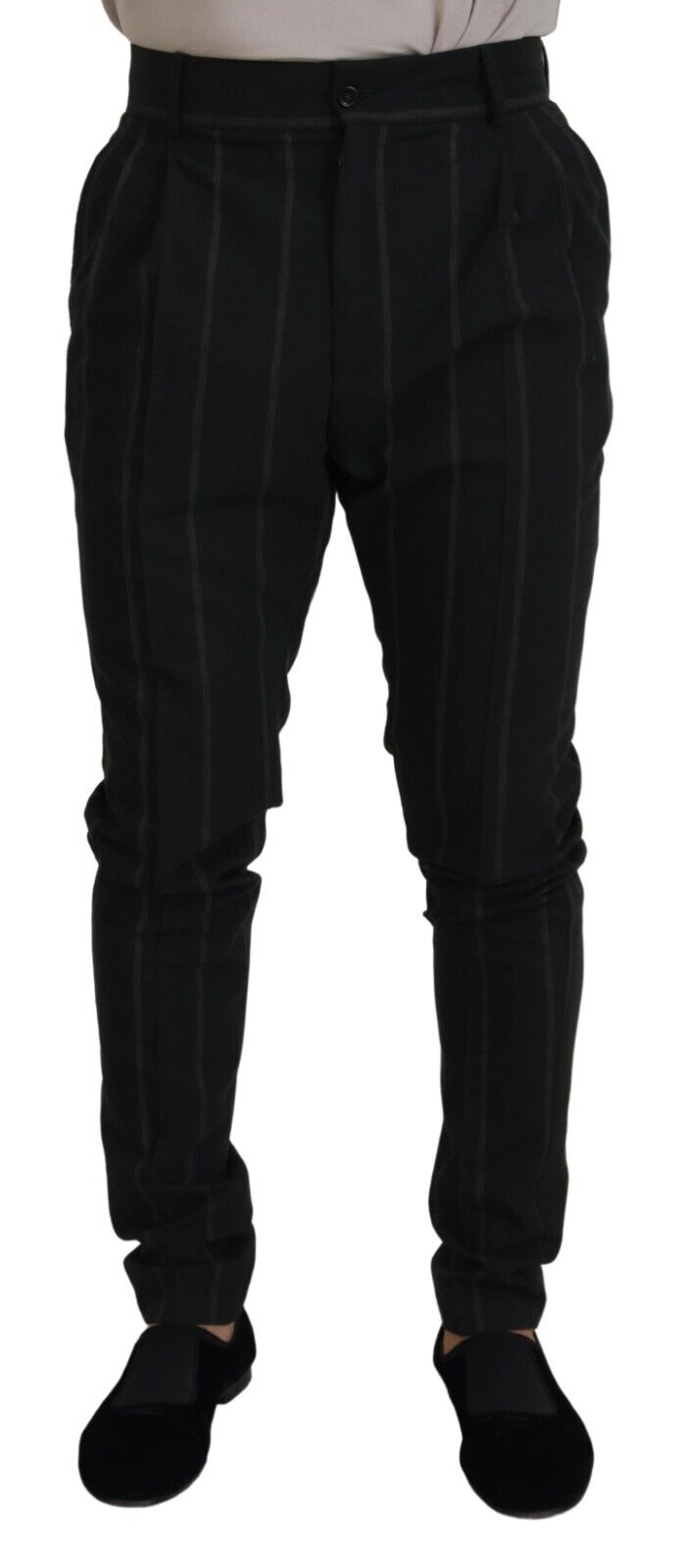 Dolce & Gabbana Black Striped Men Trousers Cotton Pants