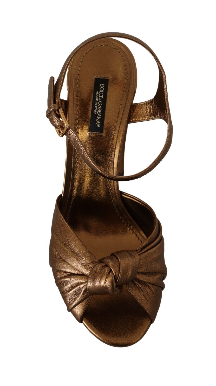 Dolce & Gabbana Bronze Leather Ankle Strap Platform Sandals Shoes