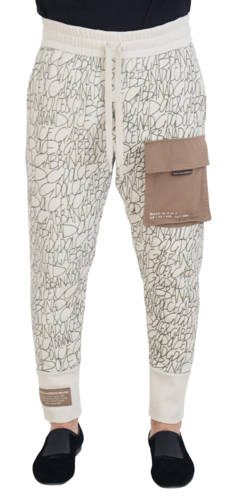 Dolce & Gabbana White DG Logo Pocket Print Men Trouser Pants