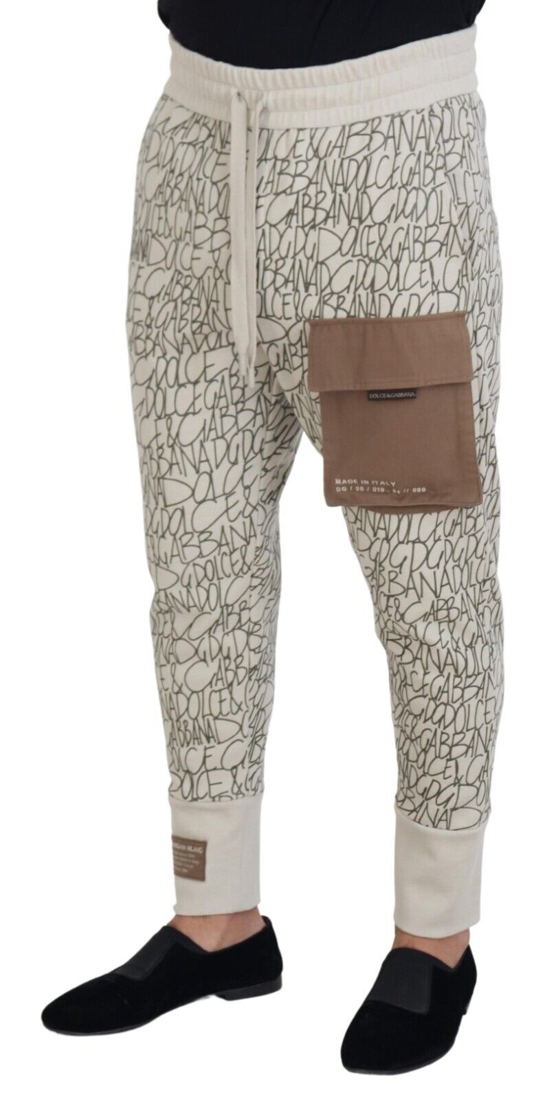 Dolce & Gabbana White DG Logo Pocket Print Men Trouser Pants