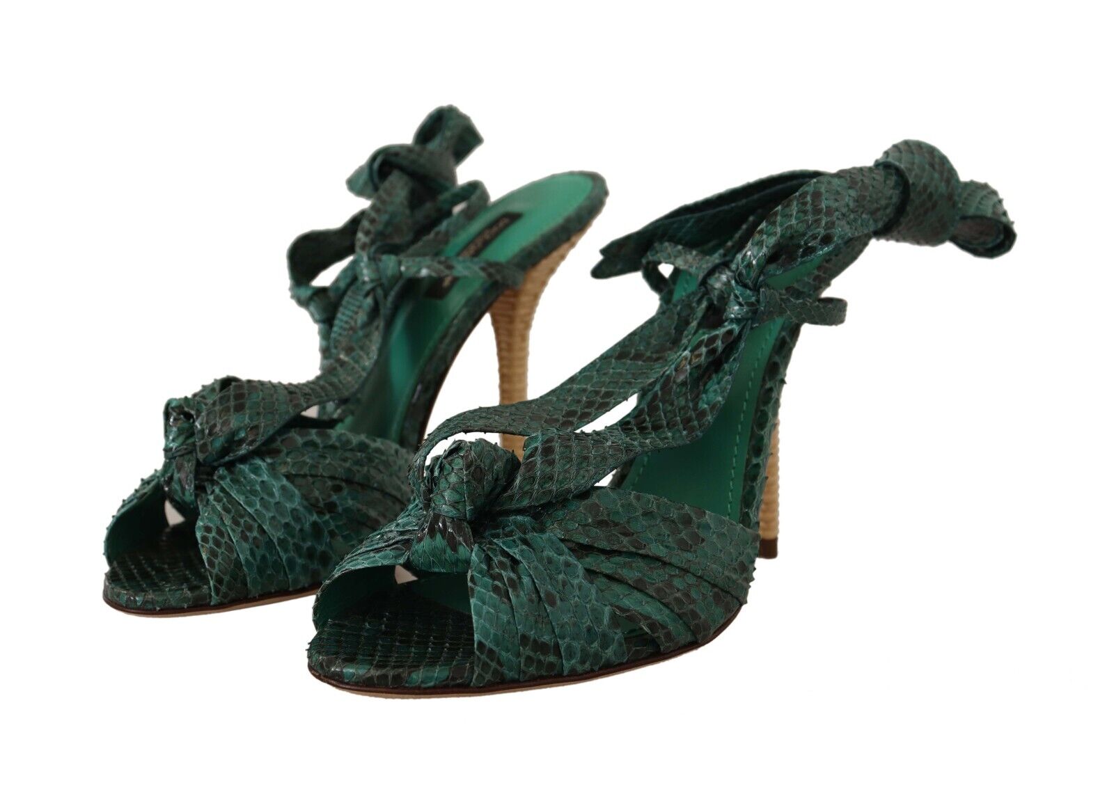 Dolce & Gabbana Emerald Exotic Leather Heels Sandals Shoes