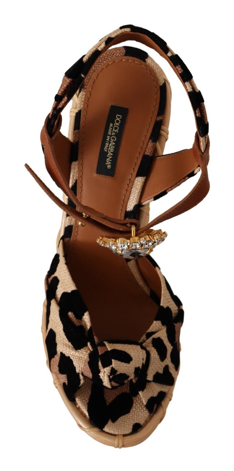 Dolce & Gabbana Multicolor Leopard Platform Heels Wedge Sandals Shoes