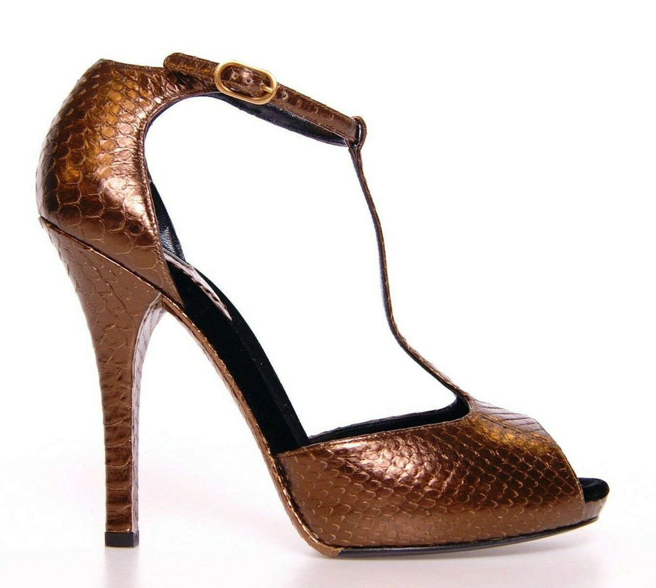 Dolce & Gabbana Bronze Leather Platform Pumps Shoes